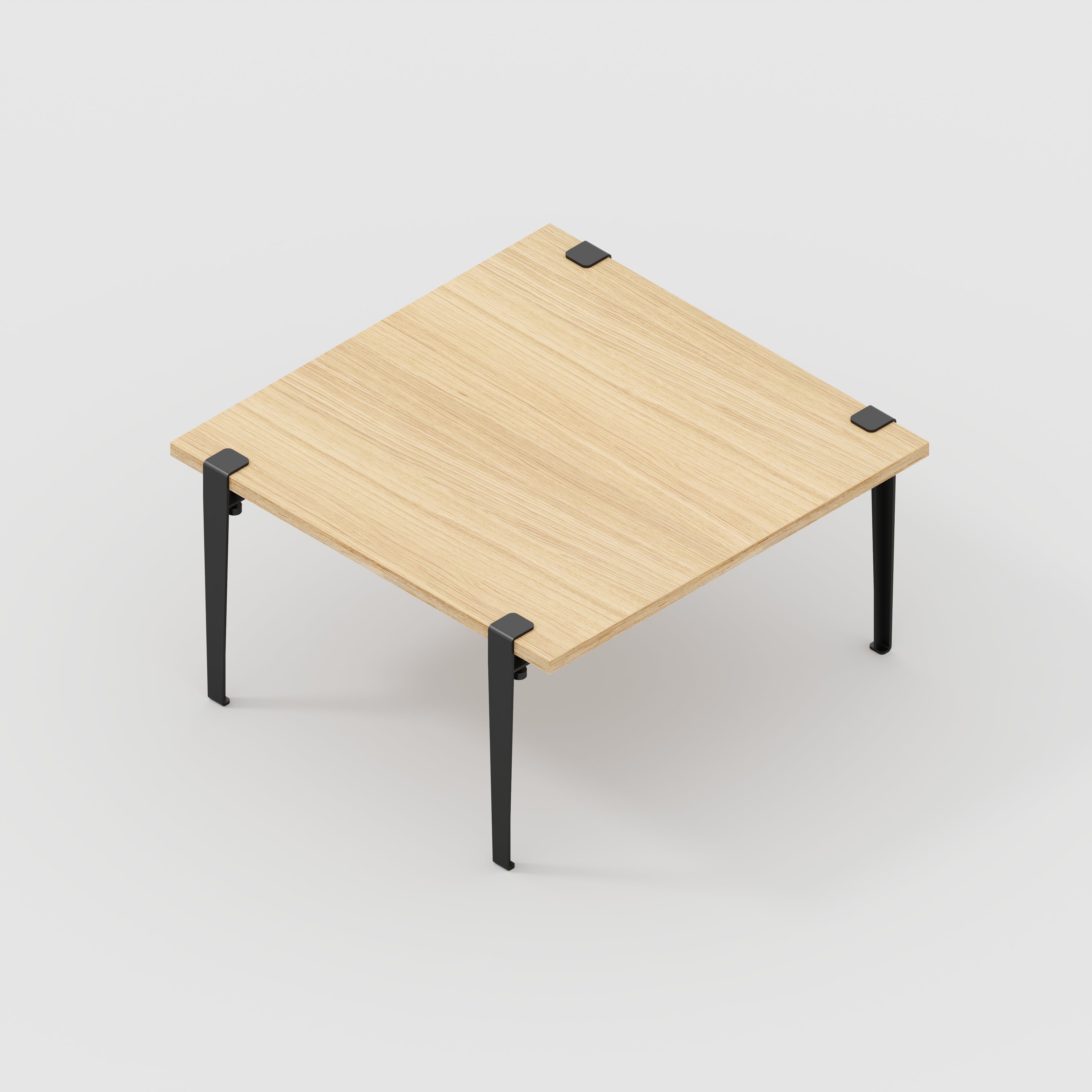 Coffee Table with Black Tiptoe Legs - Plywood Oak - 800(w) x 800(d) x 430(h)