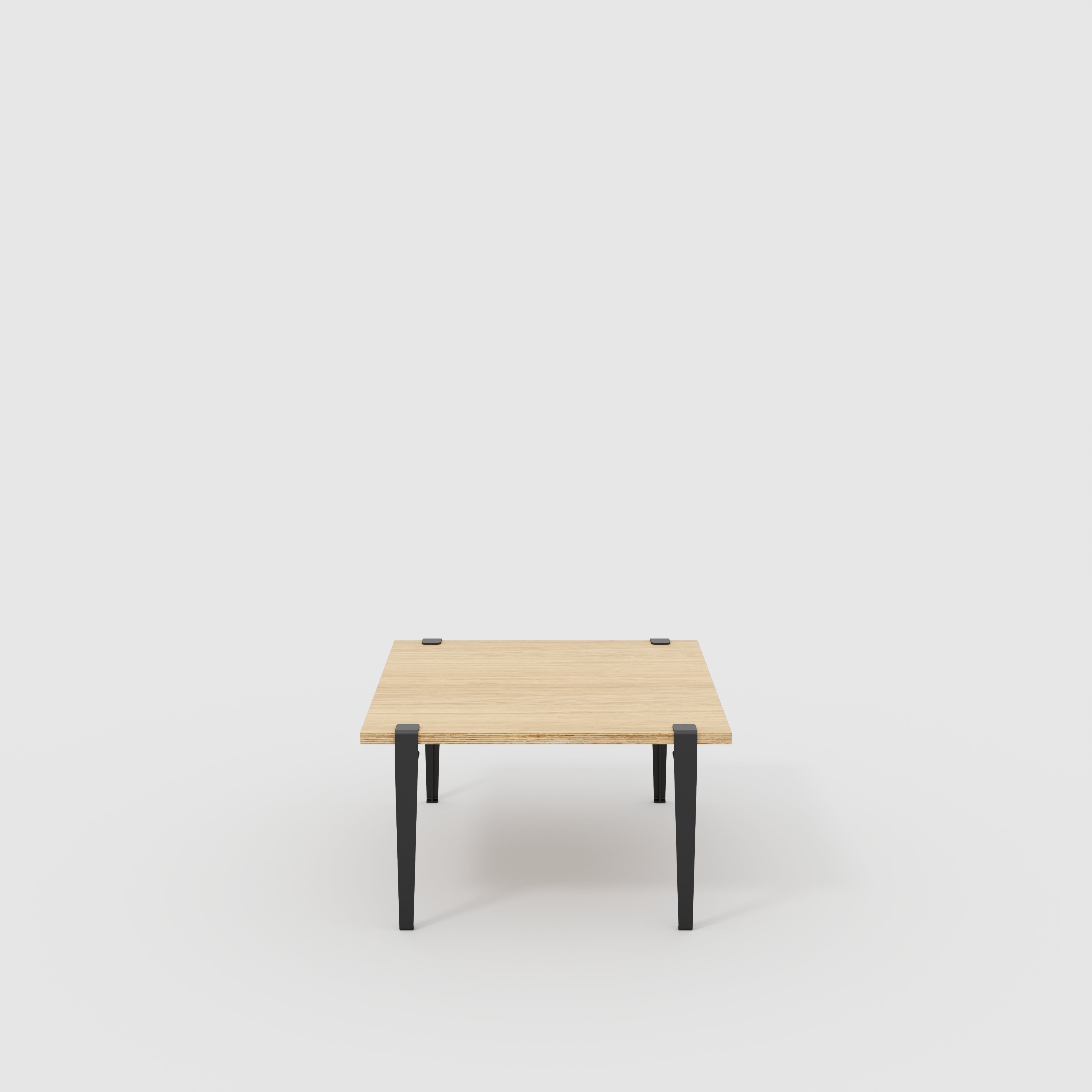 Coffee Table with Black Tiptoe Legs - Plywood Oak - 800(w) x 800(d) x 430(h)