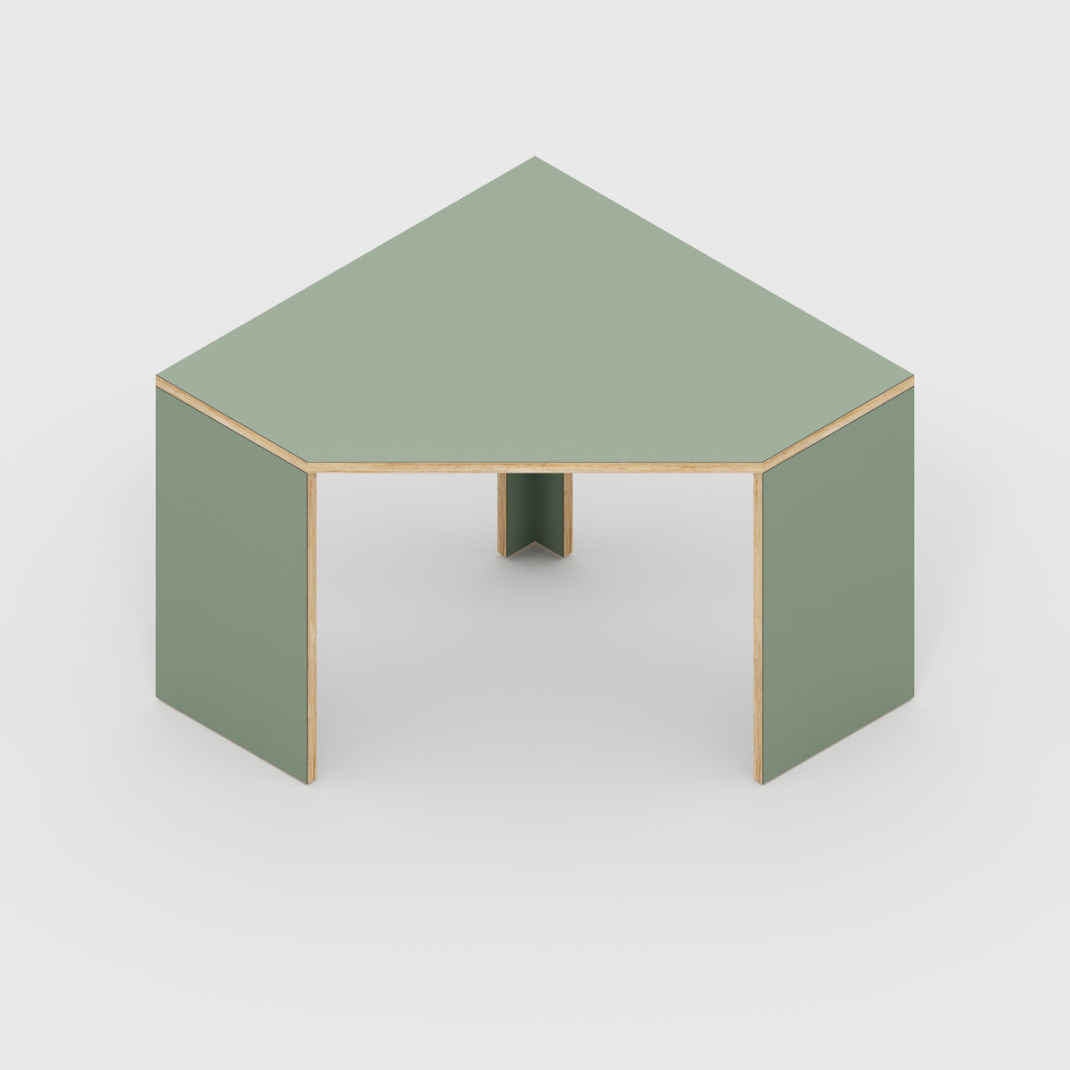 Plywood Corner Desk with Solid Sides - Formica Green Slate - 1000(w) x