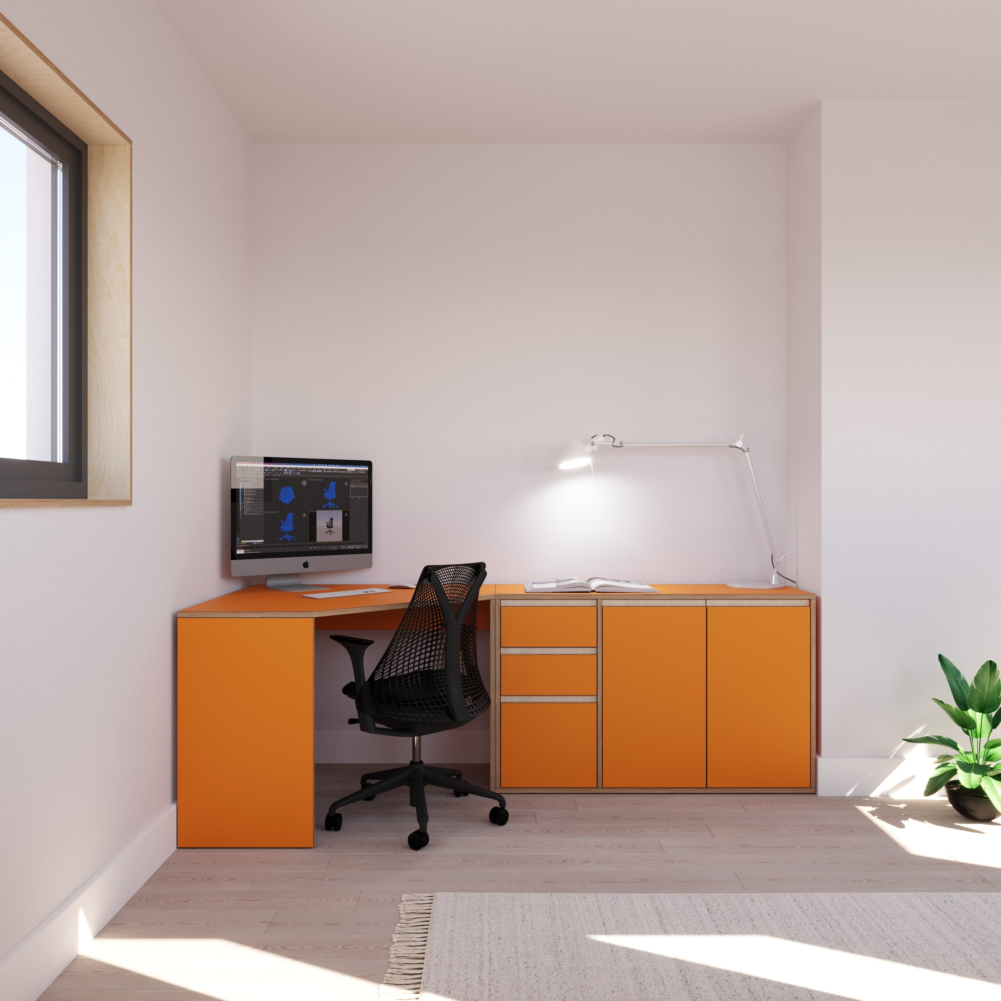 orange home office furniture 