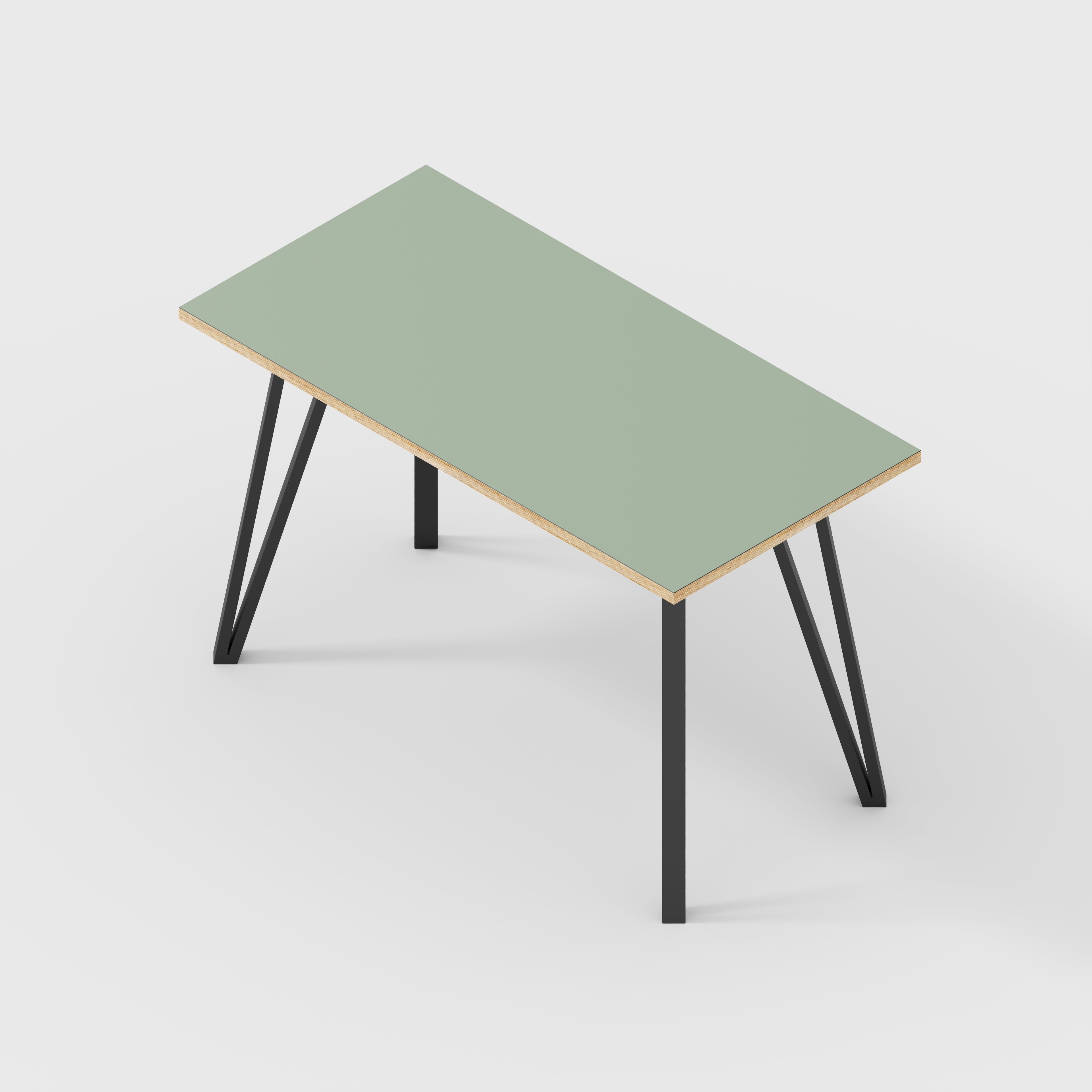 Desk with Black Box Hairpin Legs - Formica Green Slate - 1200(w) x 600(d) x 735(h)