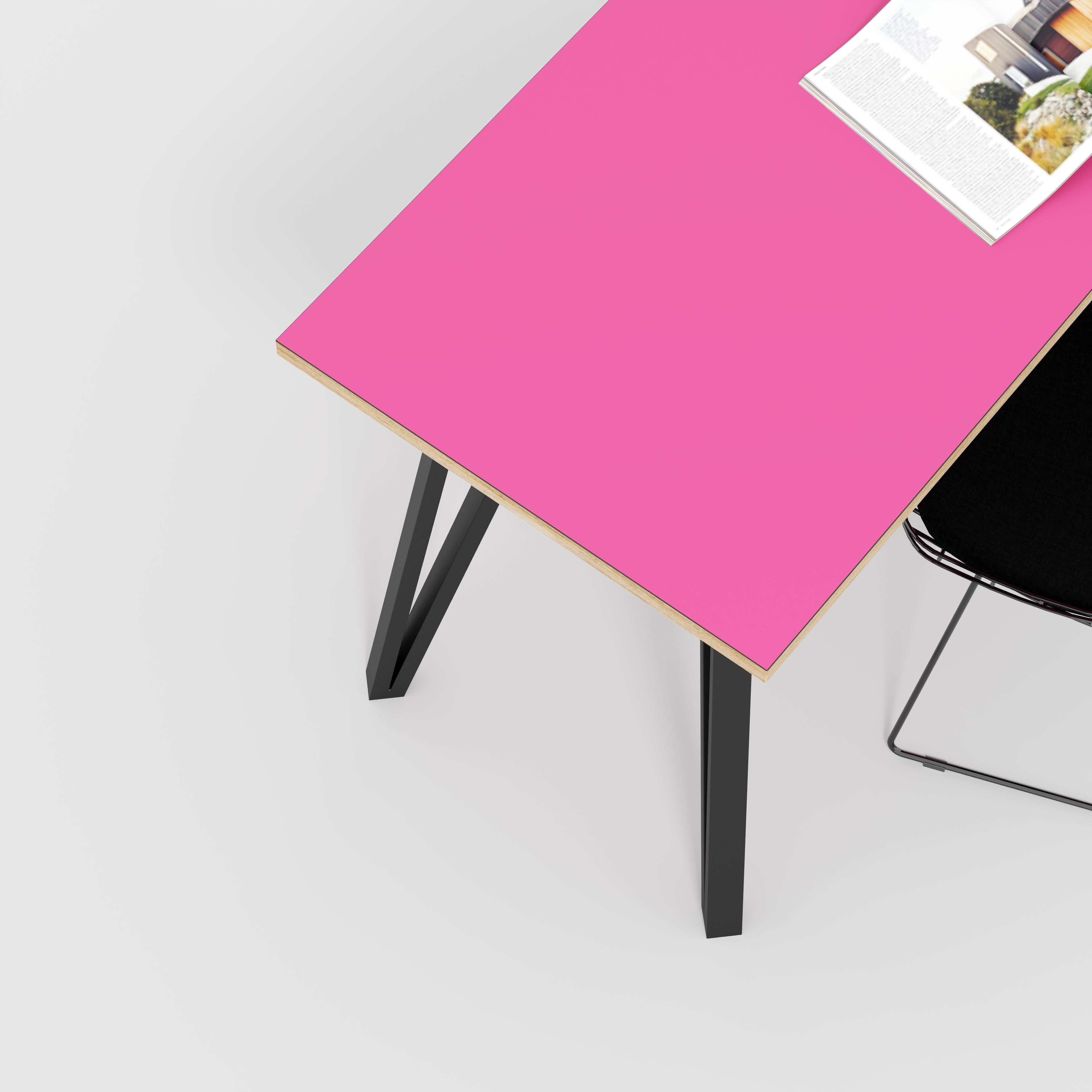 Desk with Black Box Hairpin Legs - Formica Juicy Pink - 1200(w) x 600(d) x 735(h)