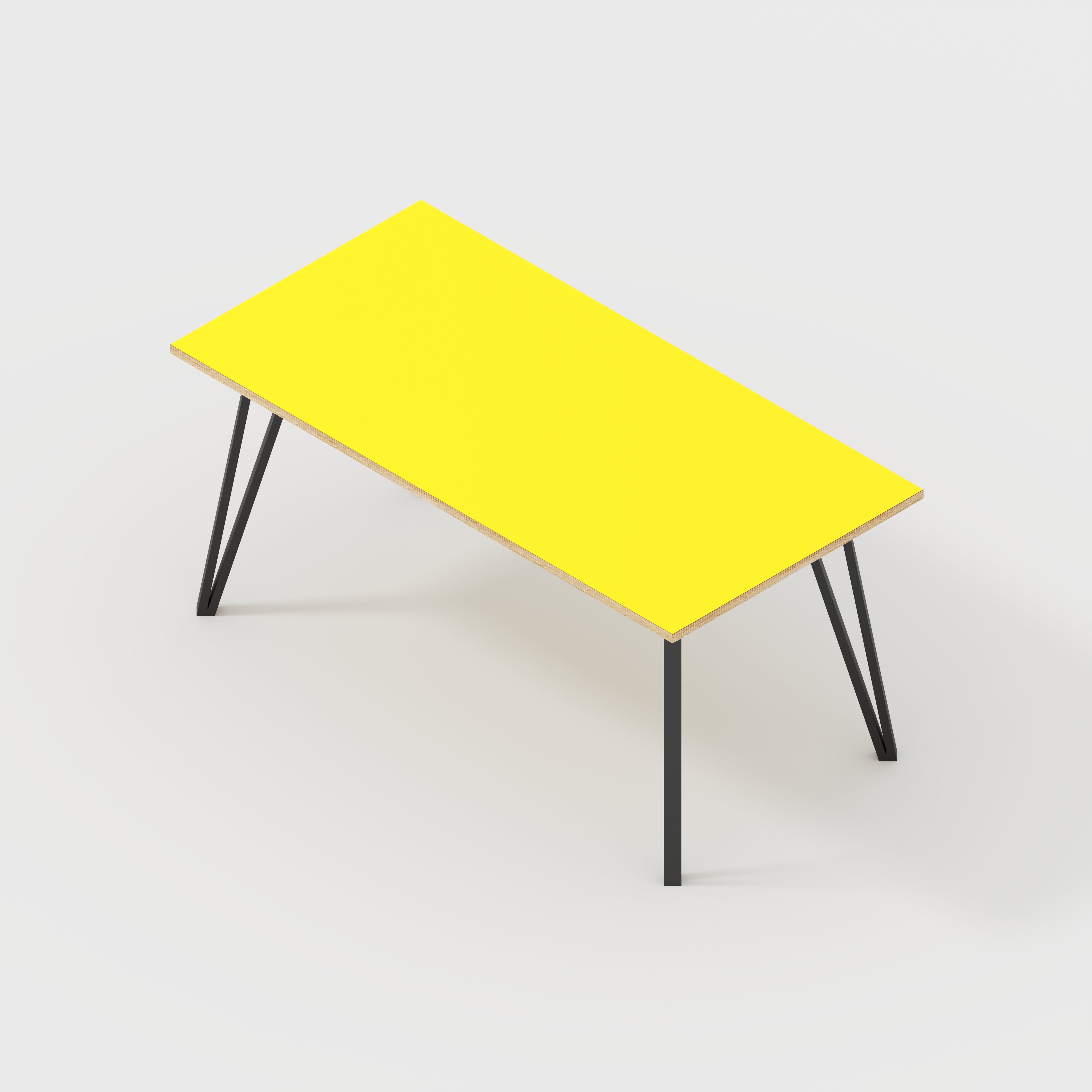Desk with Black Box Hairpin Legs - Formica Chrome Yellow - 1600(w) x 800(d) x 735(h)