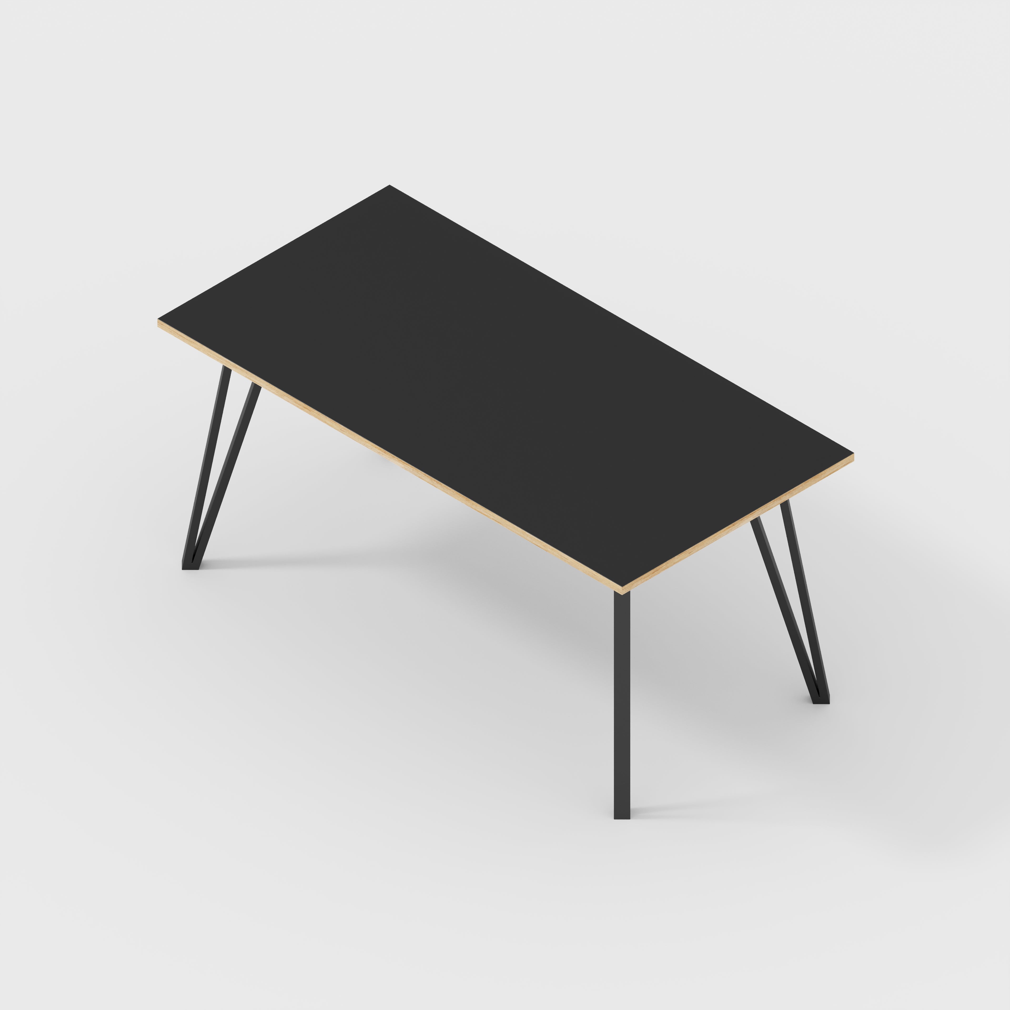 Desk with Black Box Hairpin Legs - Formica Diamond Black - 1600(w) x 800(d) x 735(h)