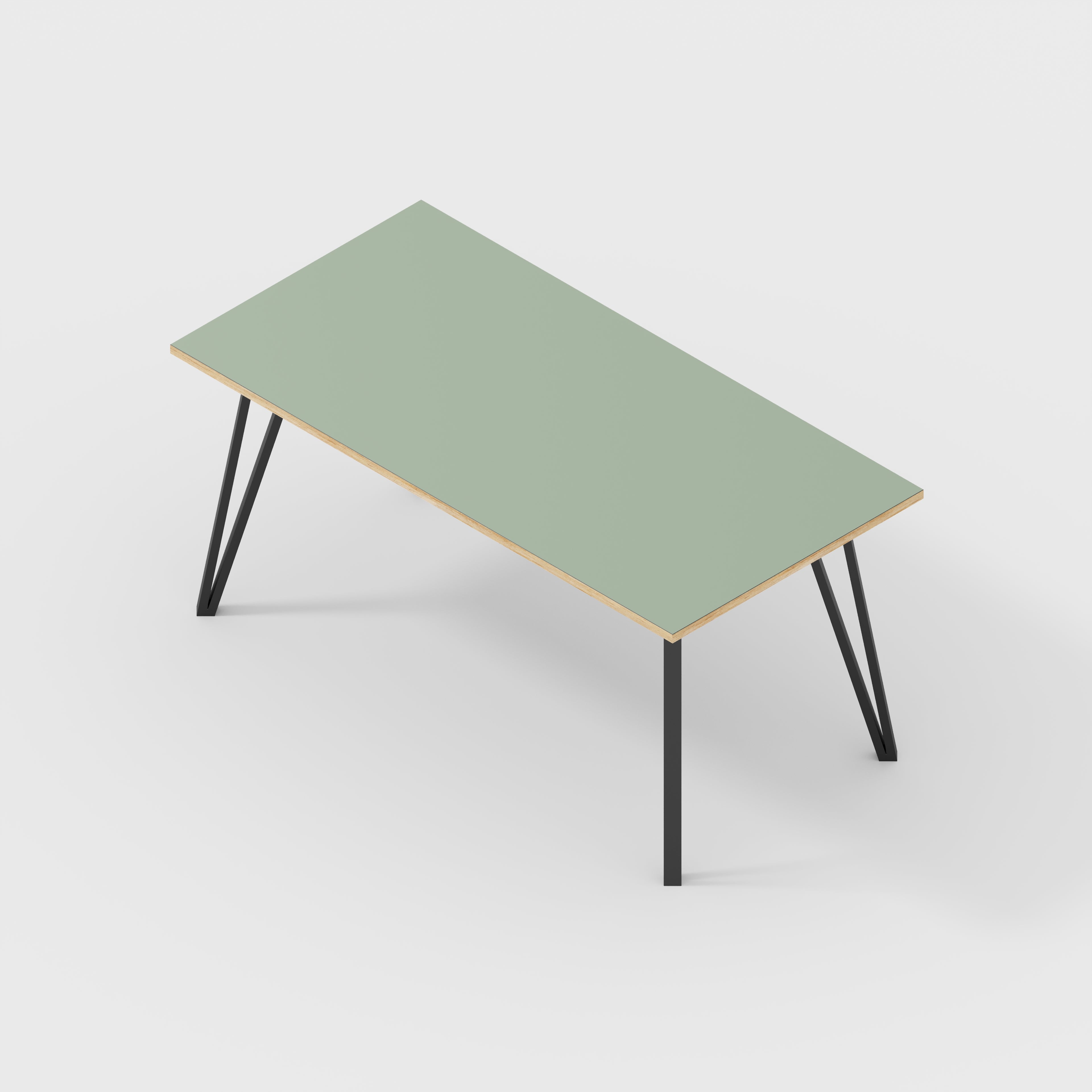 Desk with Black Box Hairpin Legs - Formica Green Slate - 1600(w) x 800(d) x 735(h)