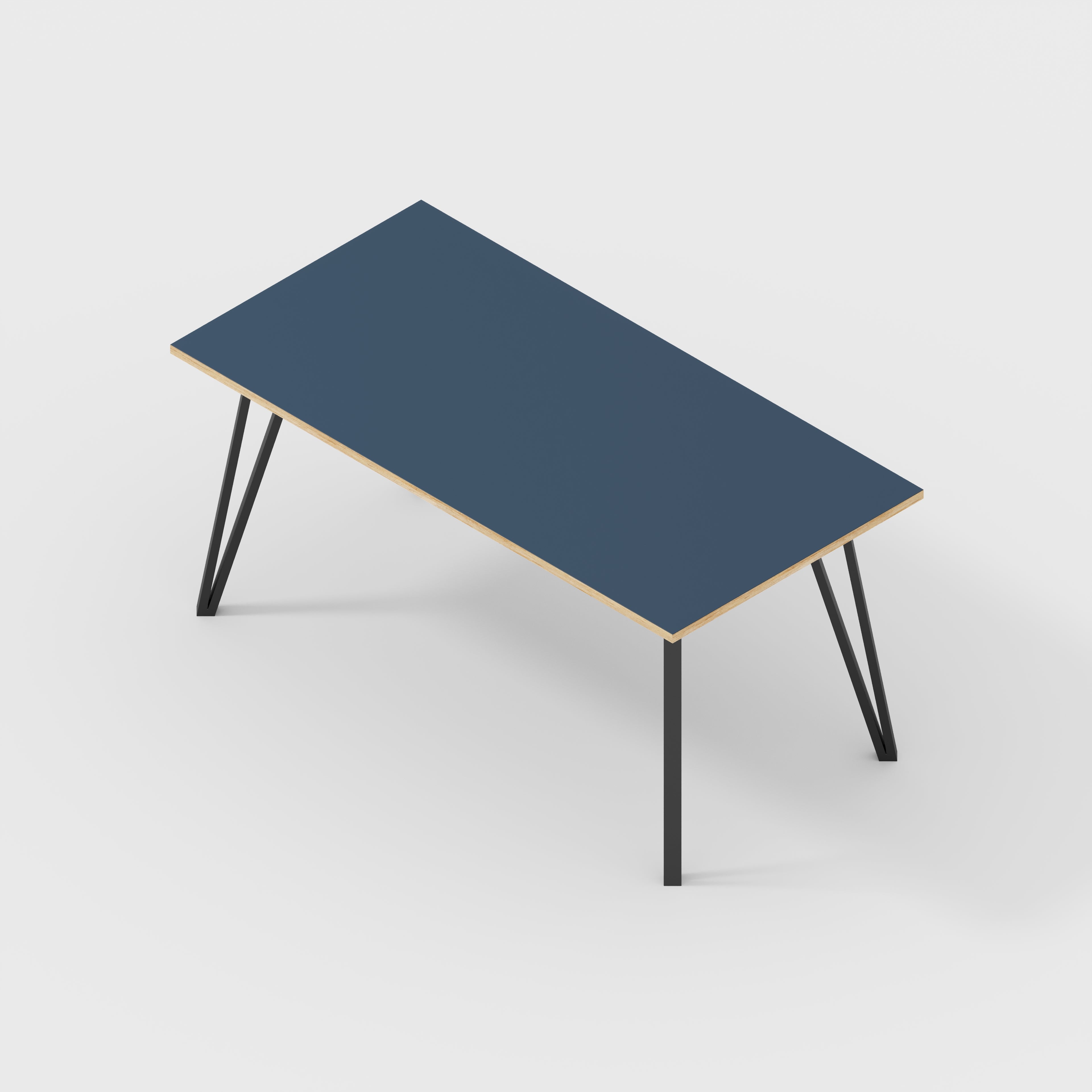 Desk with Black Box Hairpin Legs - Formica Night Sea Blue - 1600(w) x 800(d) x 735(h)
