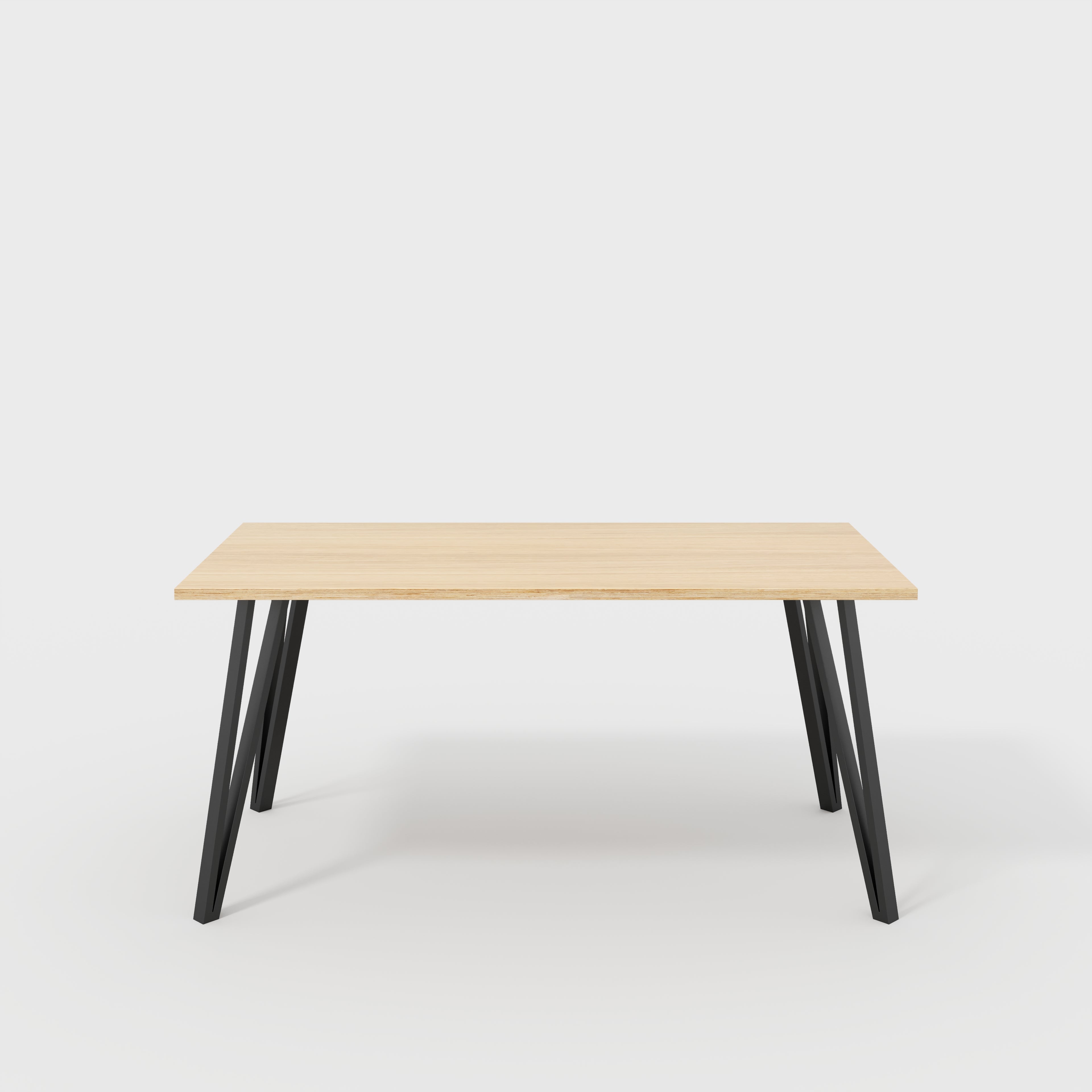 Desk with Black Box Hairpin Legs - Plywood Oak - 1600(w) x 800(d) x 735(h)