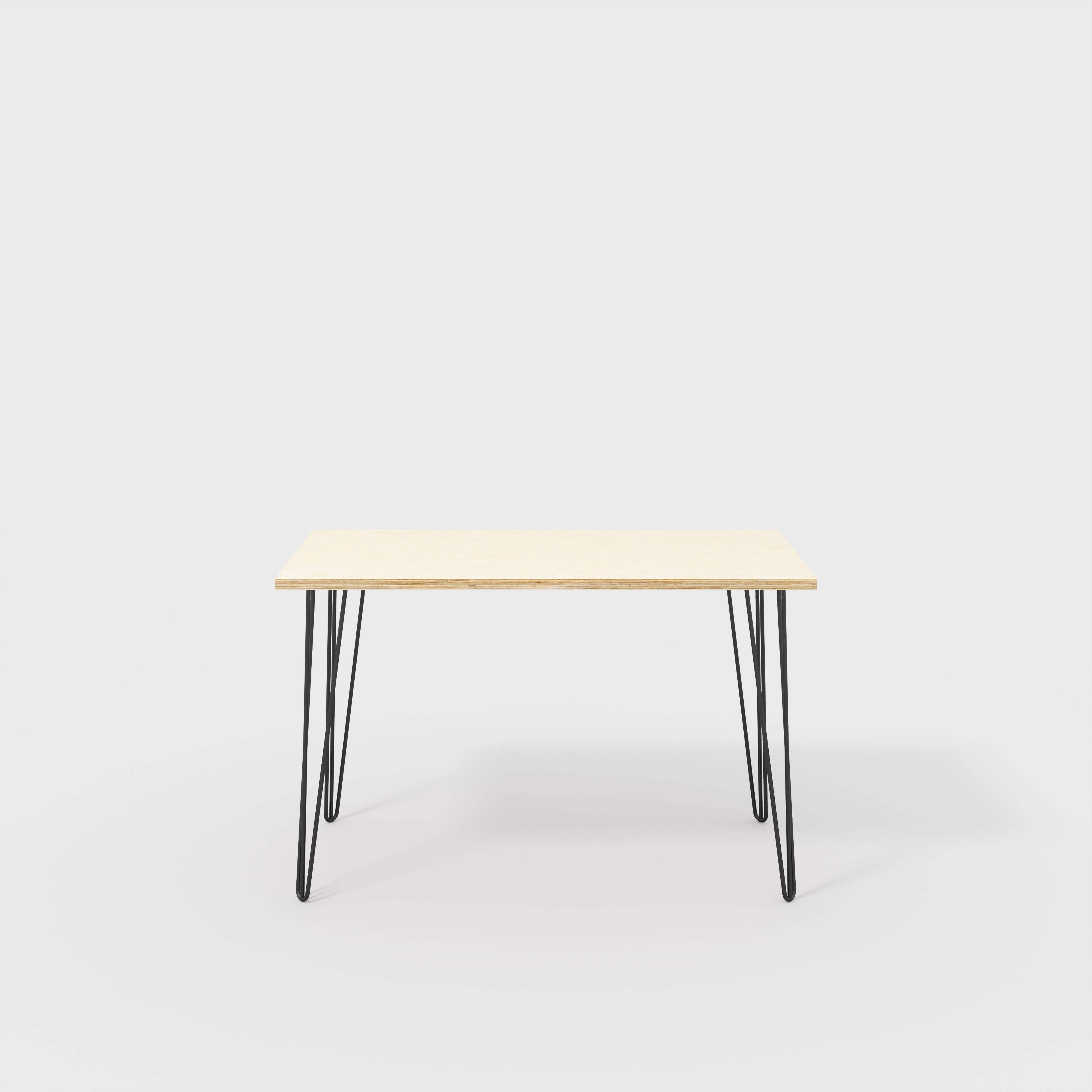 Desk with Black Hairpin Legs - Plywood Birch - 1200(w) x 600(d) x 735(h)