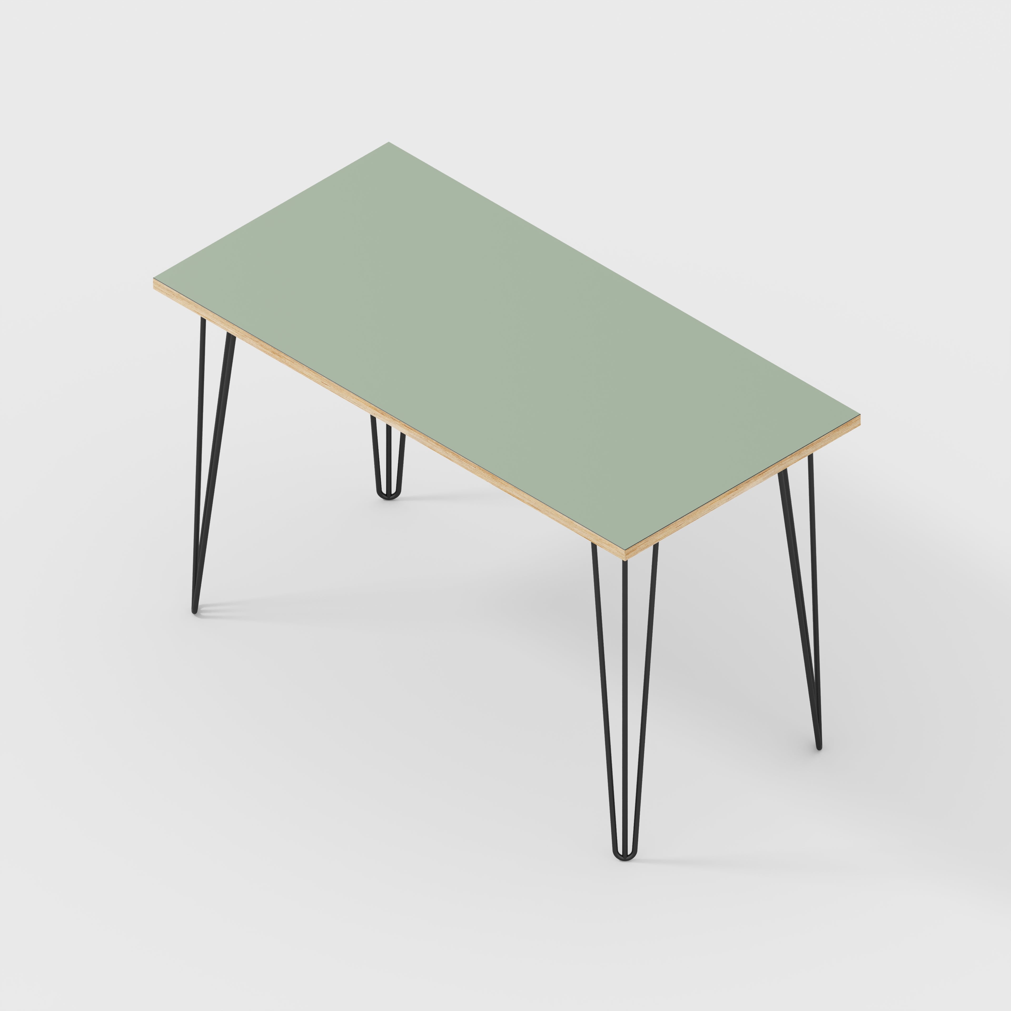 Desk with Black Hairpin Legs - Formica Green Slate - 1200(w) x 600(d) x 735(h)