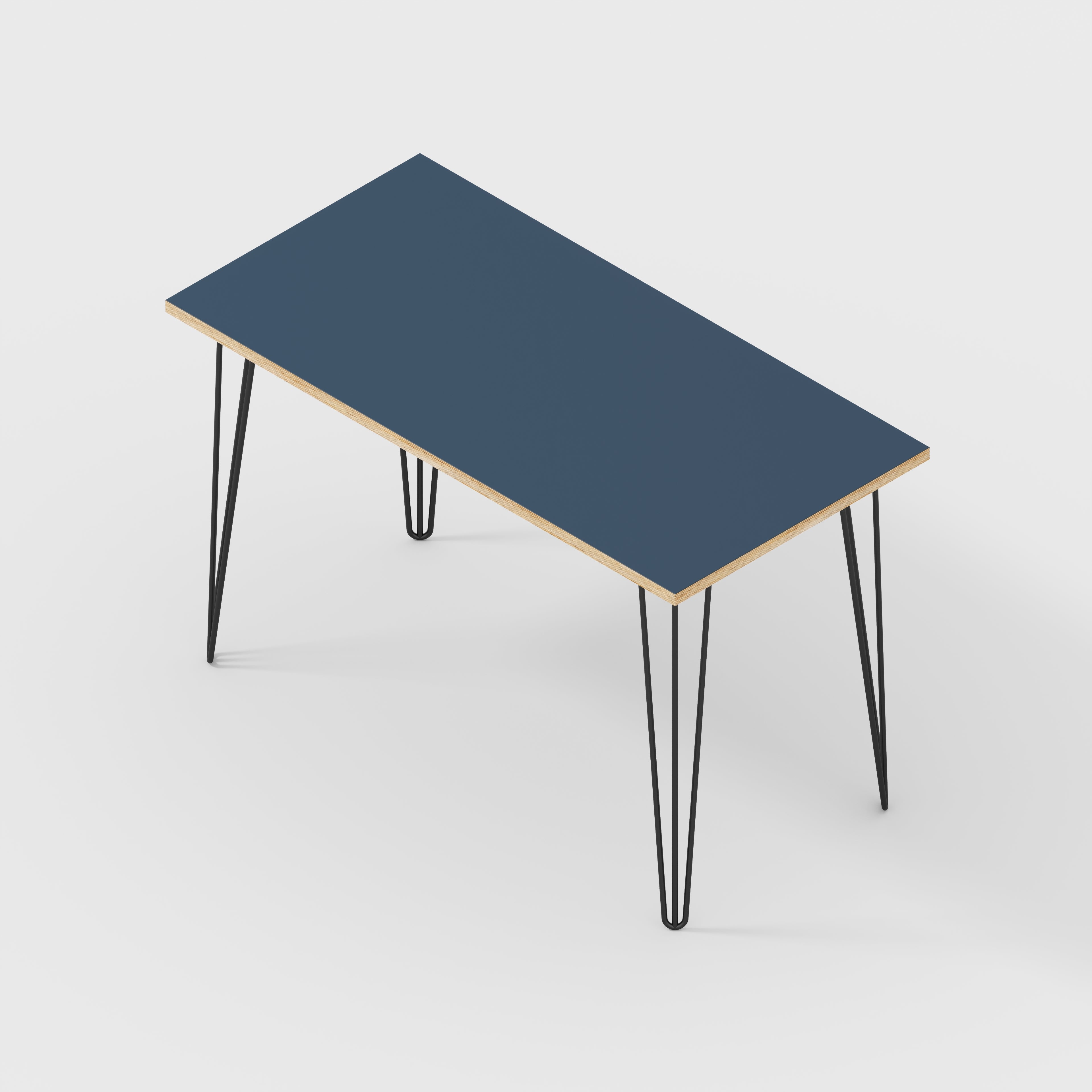 Desk with Black Hairpin Legs - Formica Night Sea Blue - 1200(w) x 600(d) x 735(h)