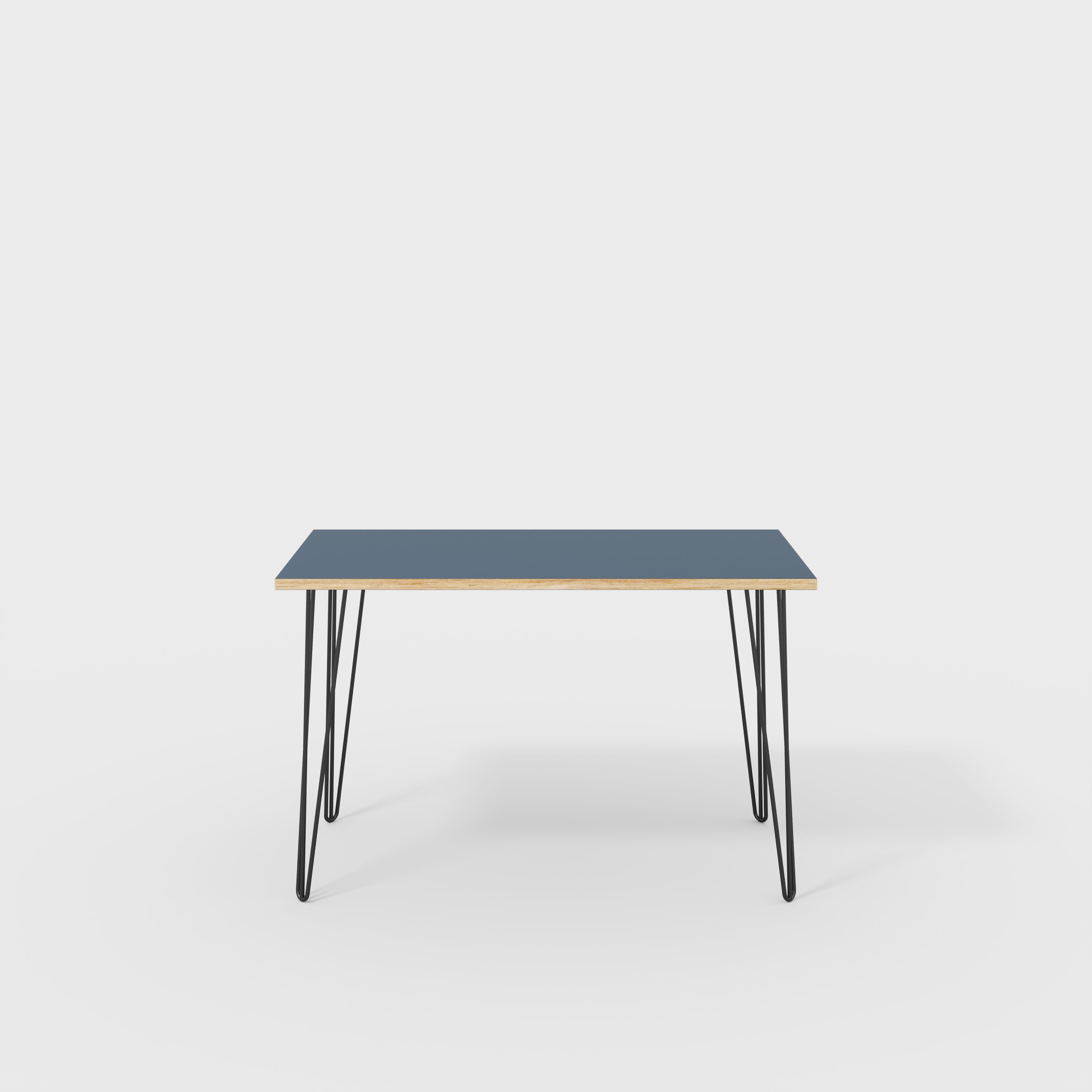 Desk with Black Hairpin Legs Formica Night Sea Blue 1200(w) x 600