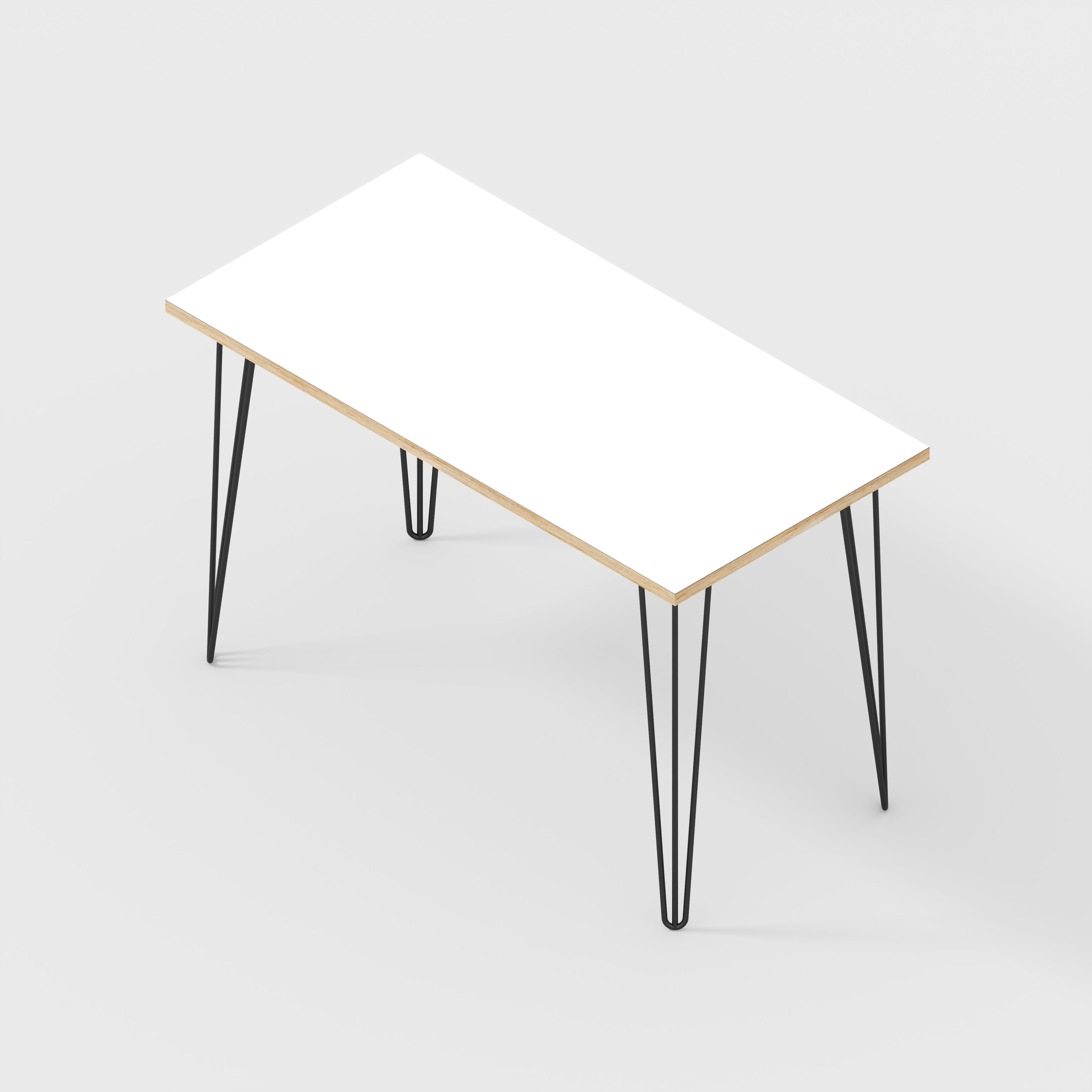 Desk with Black Hairpin Legs - Formica White - 1200(w) x 600(d) x 735(h)
