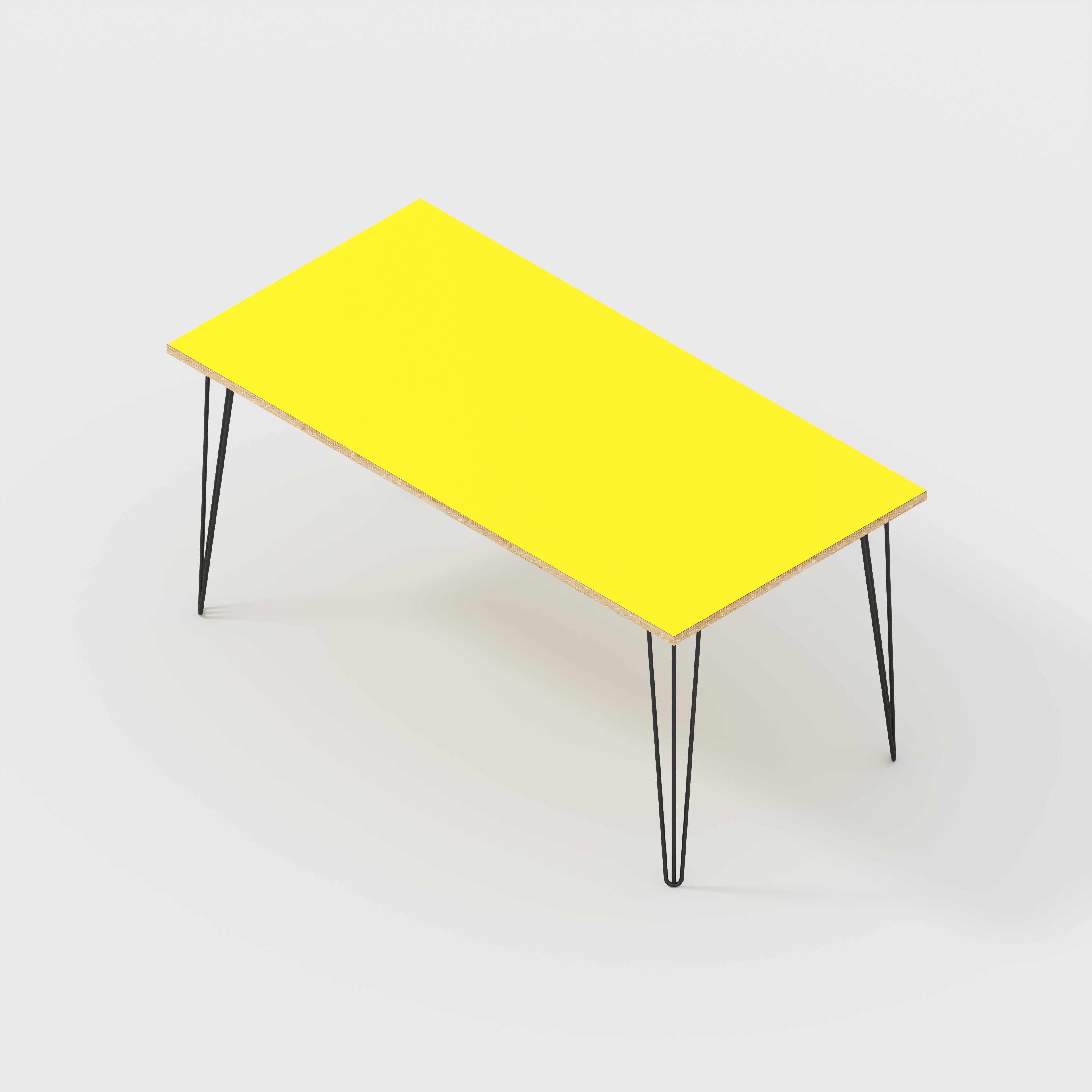 Desk with Black Hairpin Legs - Formica Chrome Yellow - 1600(w) x 800(d) x 735(h)