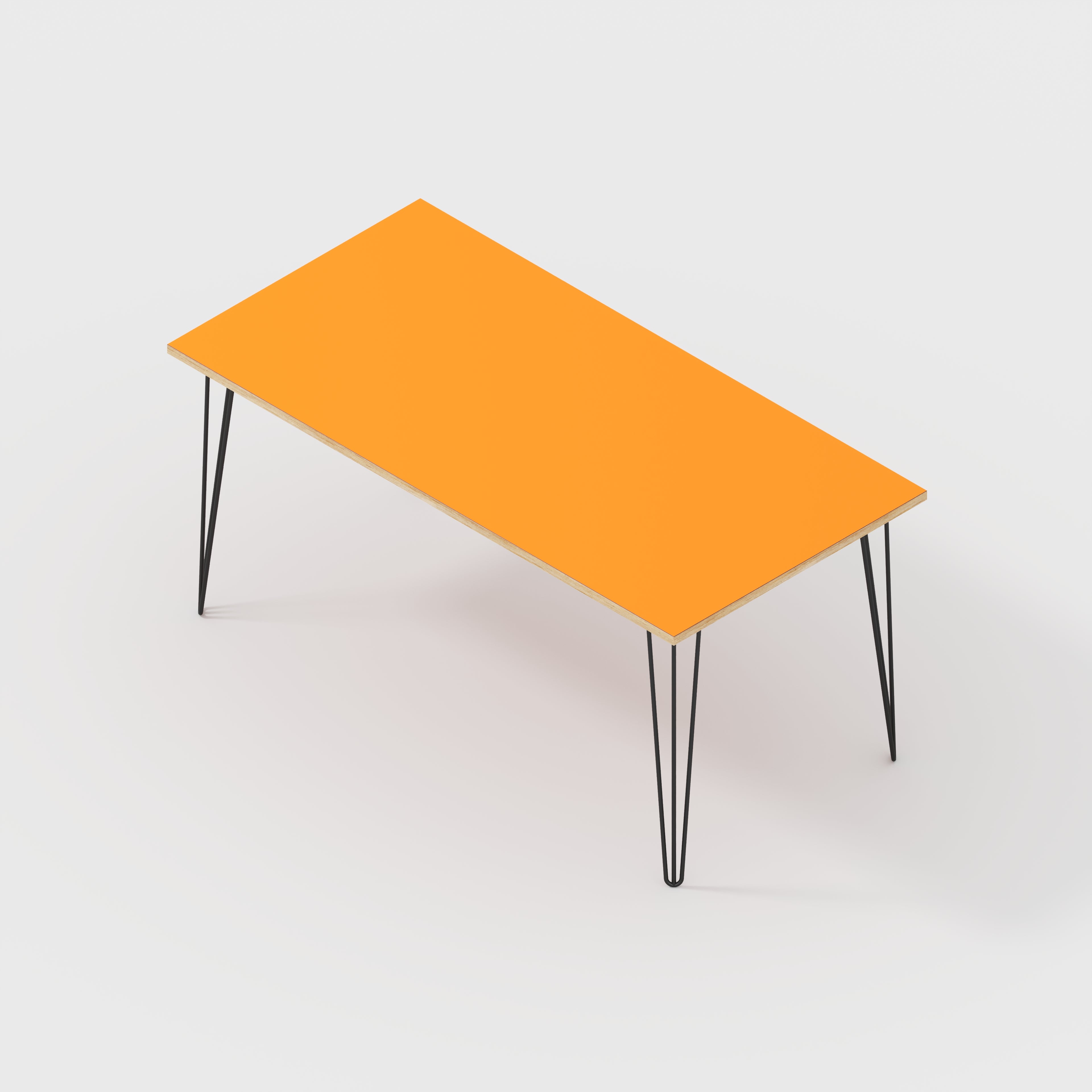 Desk with Black Hairpin Legs - Formica Levante Orange - 1600(w) x 800(d) x 735(h)