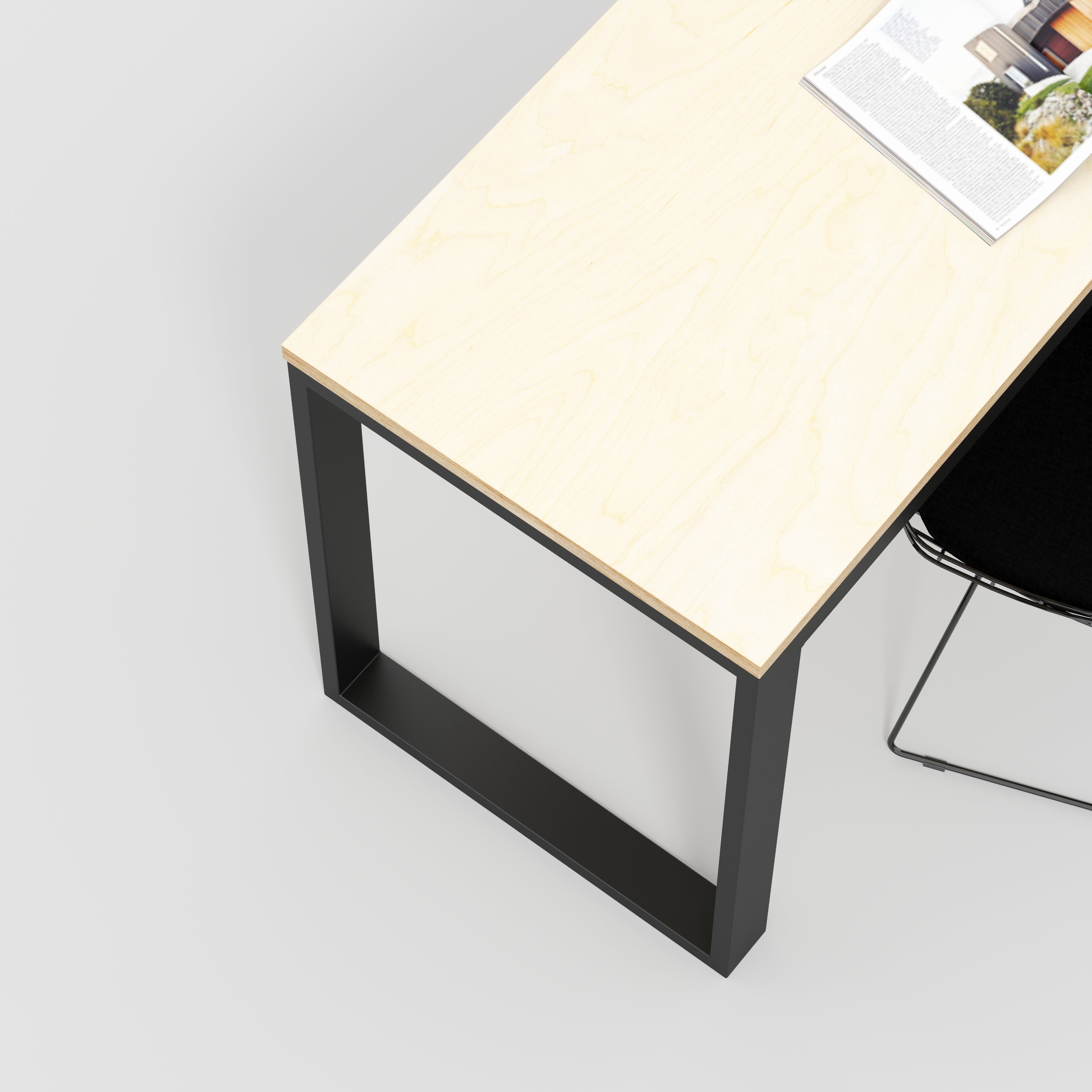 Desk with Black Industrial Frame - Plywood Birch - 1800(w) x 585(d) x 735(h)