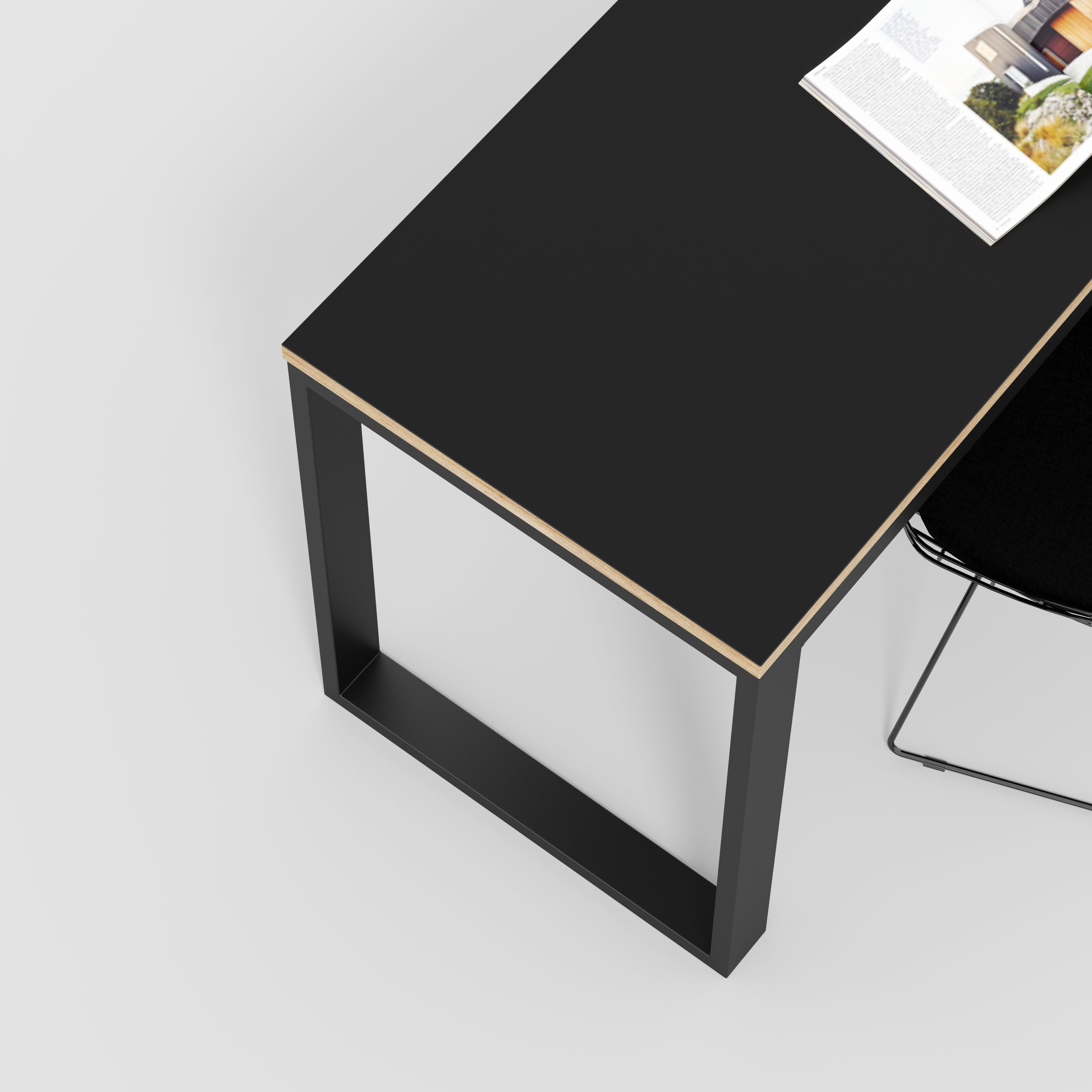 Desk with Black Industrial Frame - Formica Diamond Black - 1200(w) x 585(d) x 735(h)