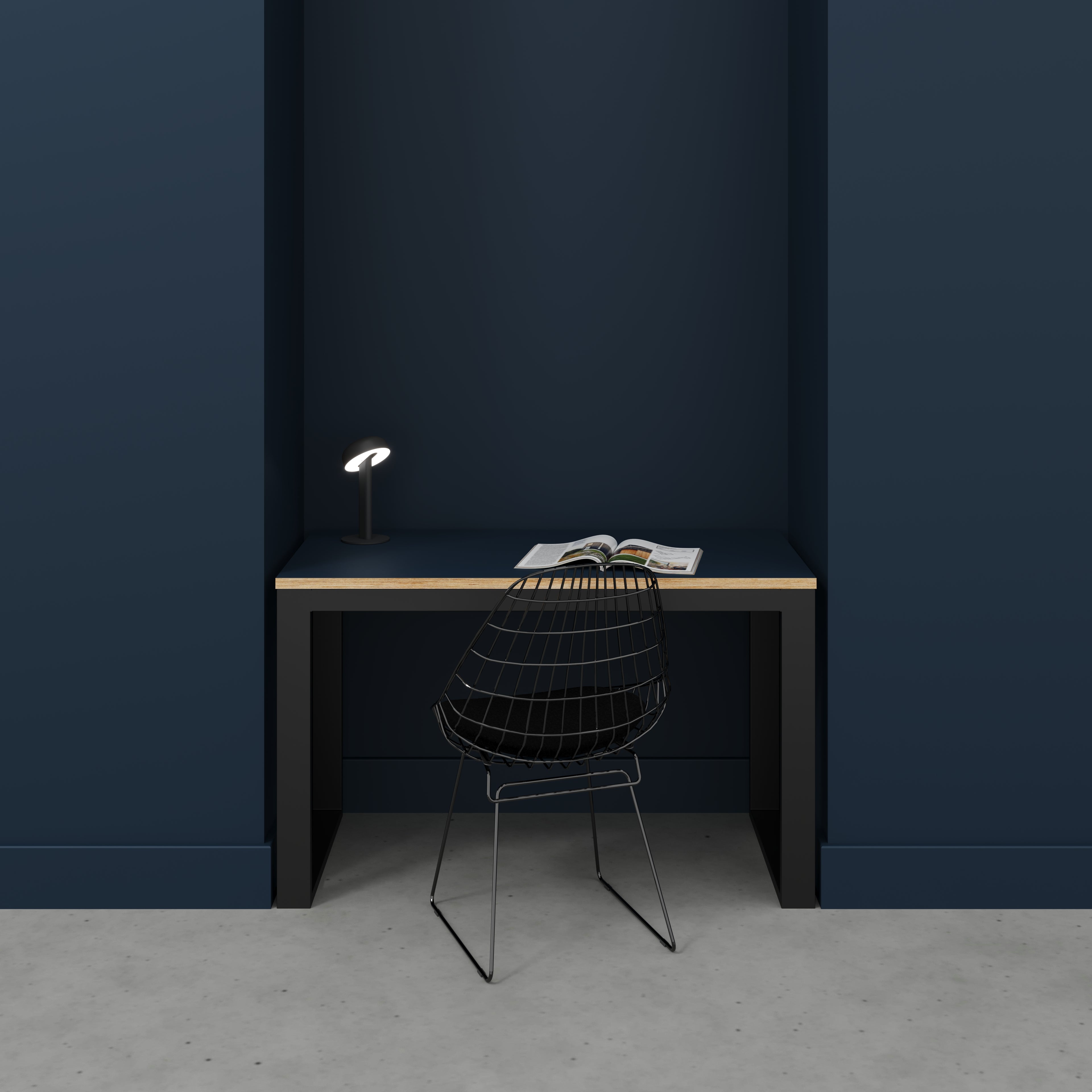 Desk with Black Industrial Frame - Formica Night Sea Blue - 1200(w) x 585(d) x 735(h)
