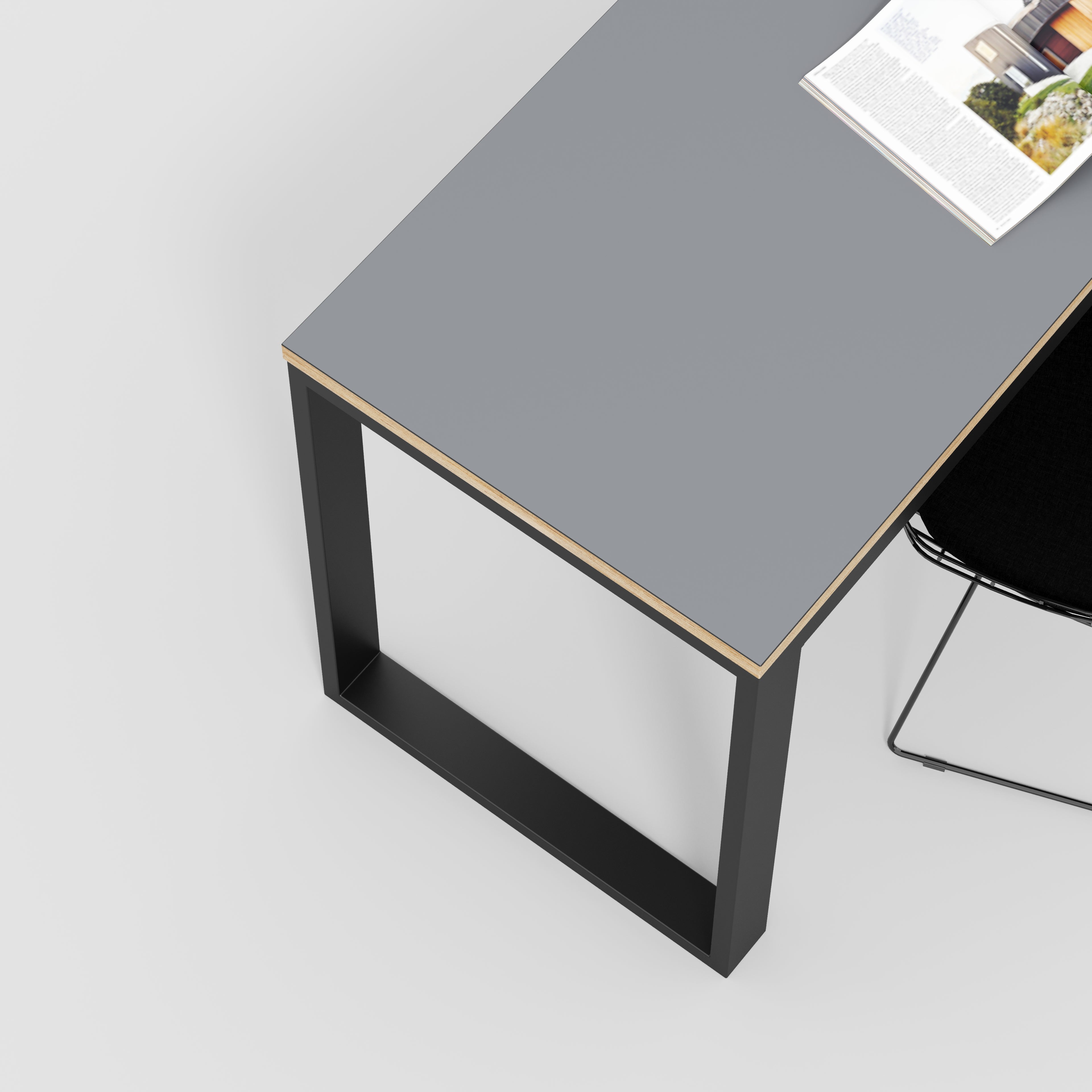 Desk with Black Industrial Frame - Formica Tornado Grey - 1800(w) x 585(d) x 735(h)