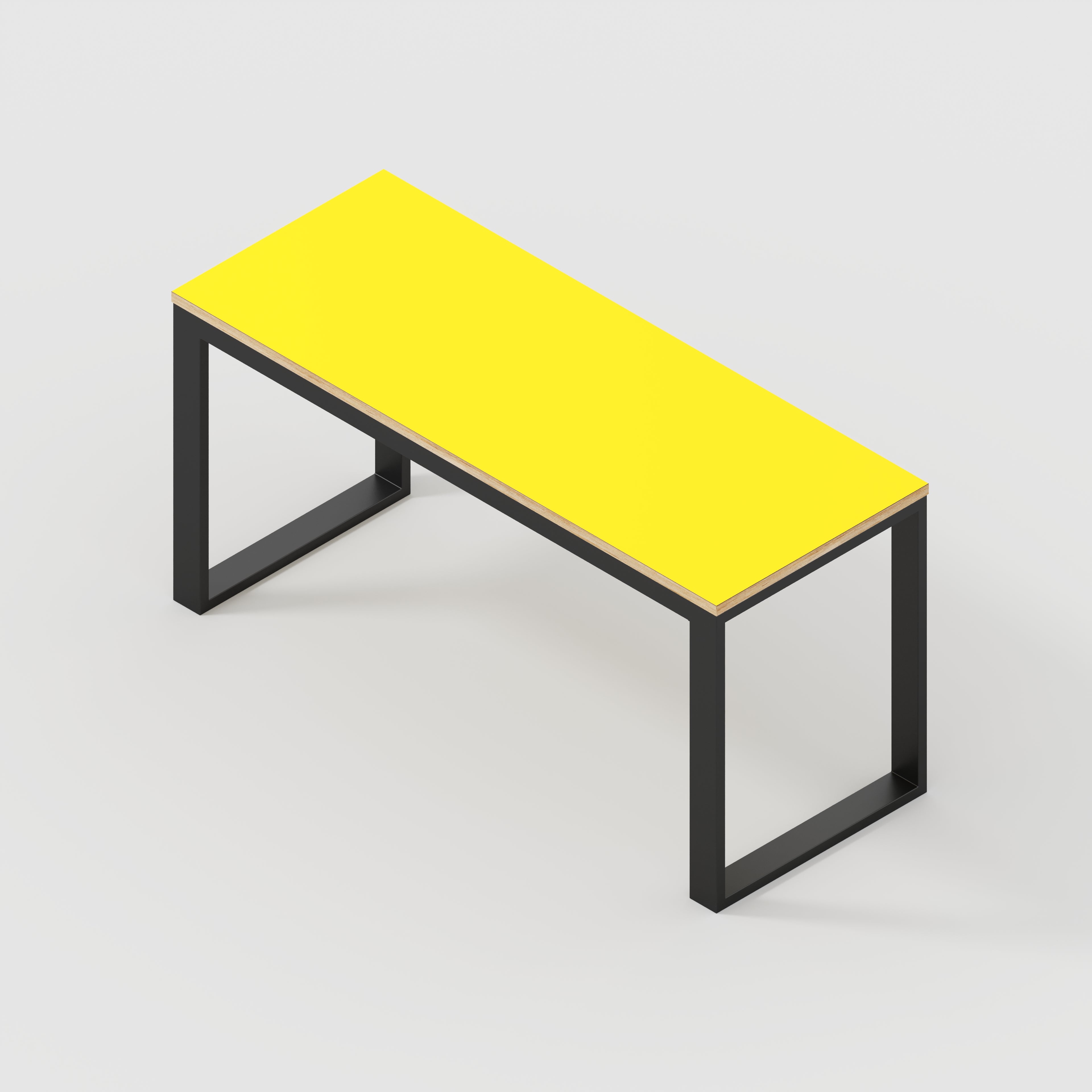 Desk with Black Industrial Frame - Formica Chrome Yellow - 1500(w) x 585(d) x 735(h)