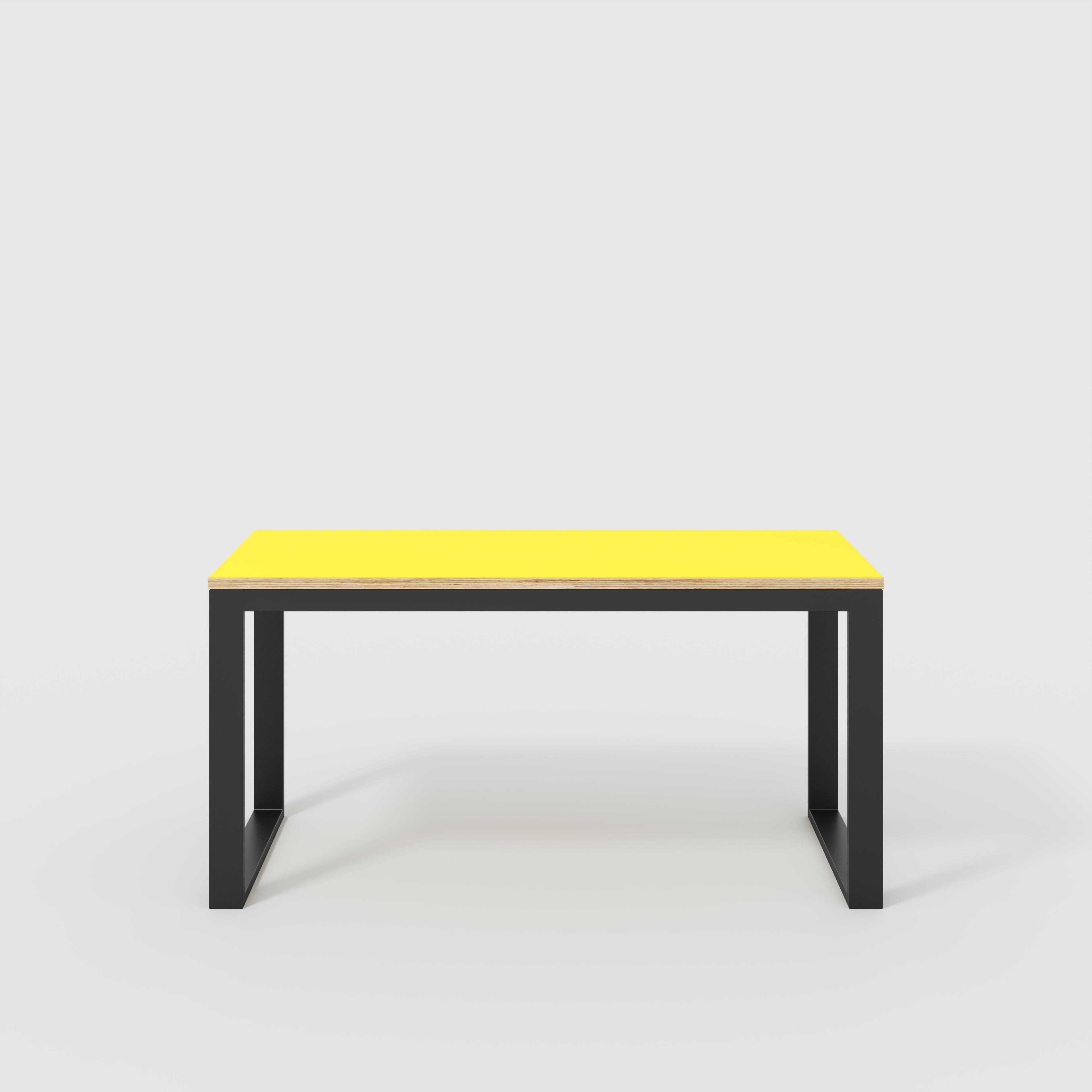 Desk with Black Industrial Frame - Formica Chrome Yellow - 1500(w) x 585(d) x 735(h)