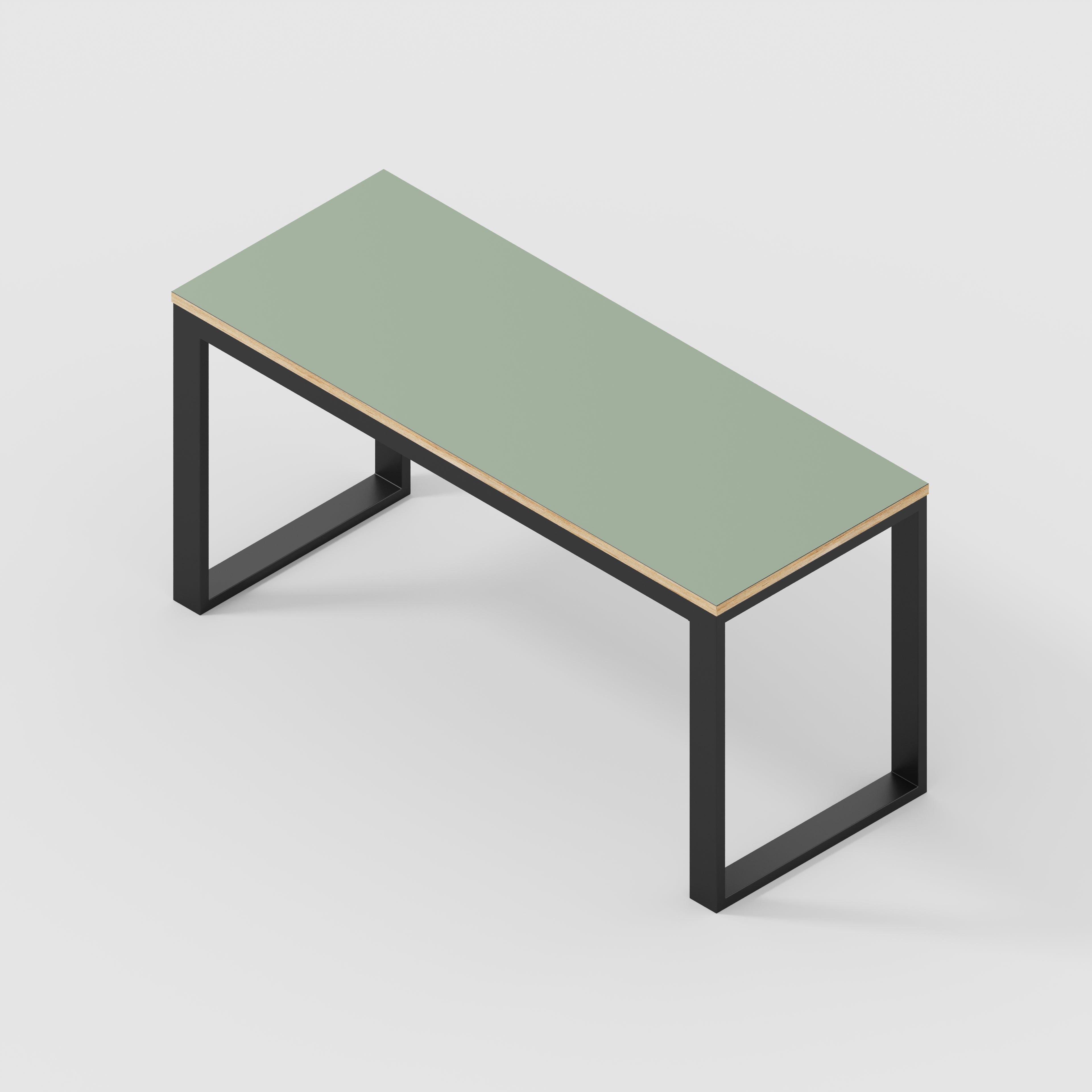 Desk with Black Industrial Frame - Formica Green Slate - 1500(w) x 585(d) x 735(h)