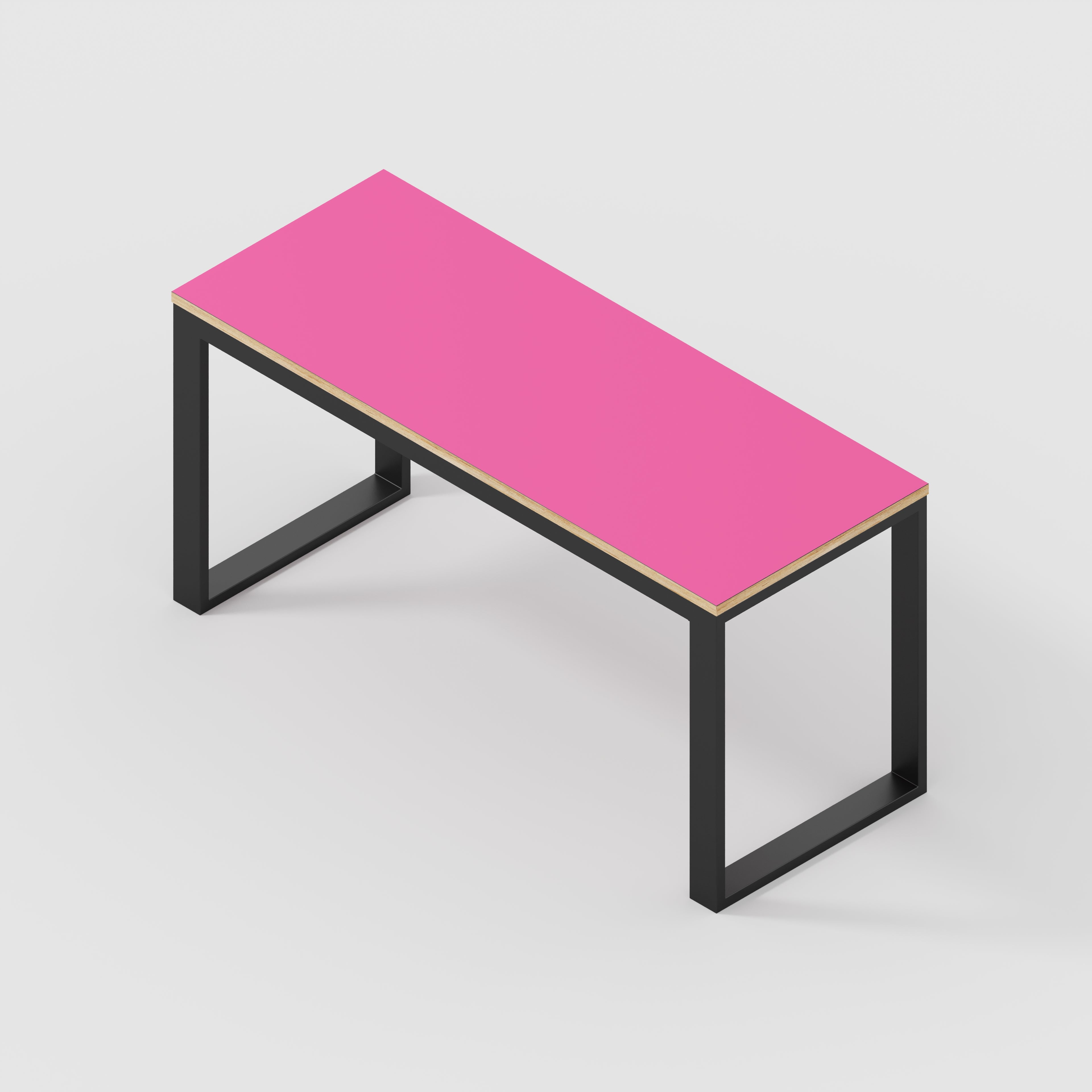 Desk with Black Industrial Frame - Formica Juicy Pink - 1500(w) x 585(d) x 735(h)
