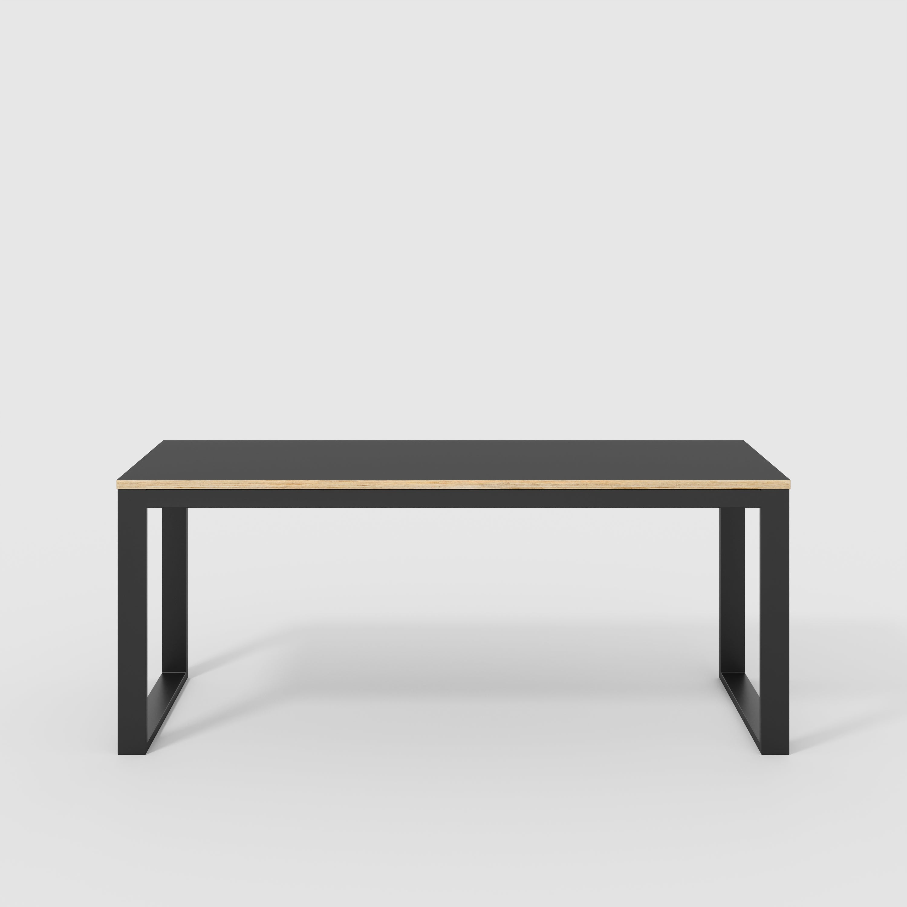 Plywood Desk with Black Industrial Frame - Formica Diamond Black - 180