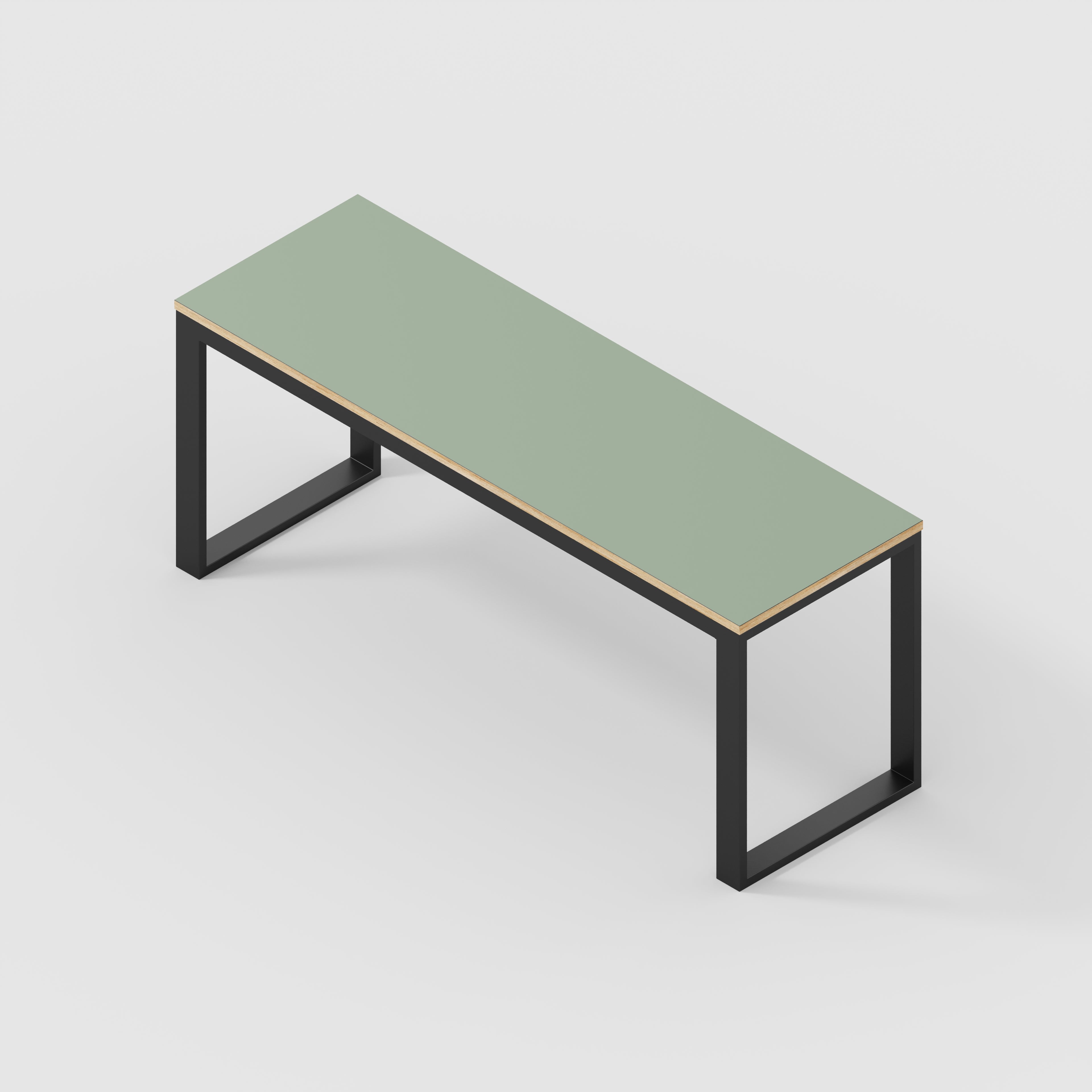 Desk with Black Industrial Frame - Formica Green Slate - 1800(w) x 585(d) x 735(h)