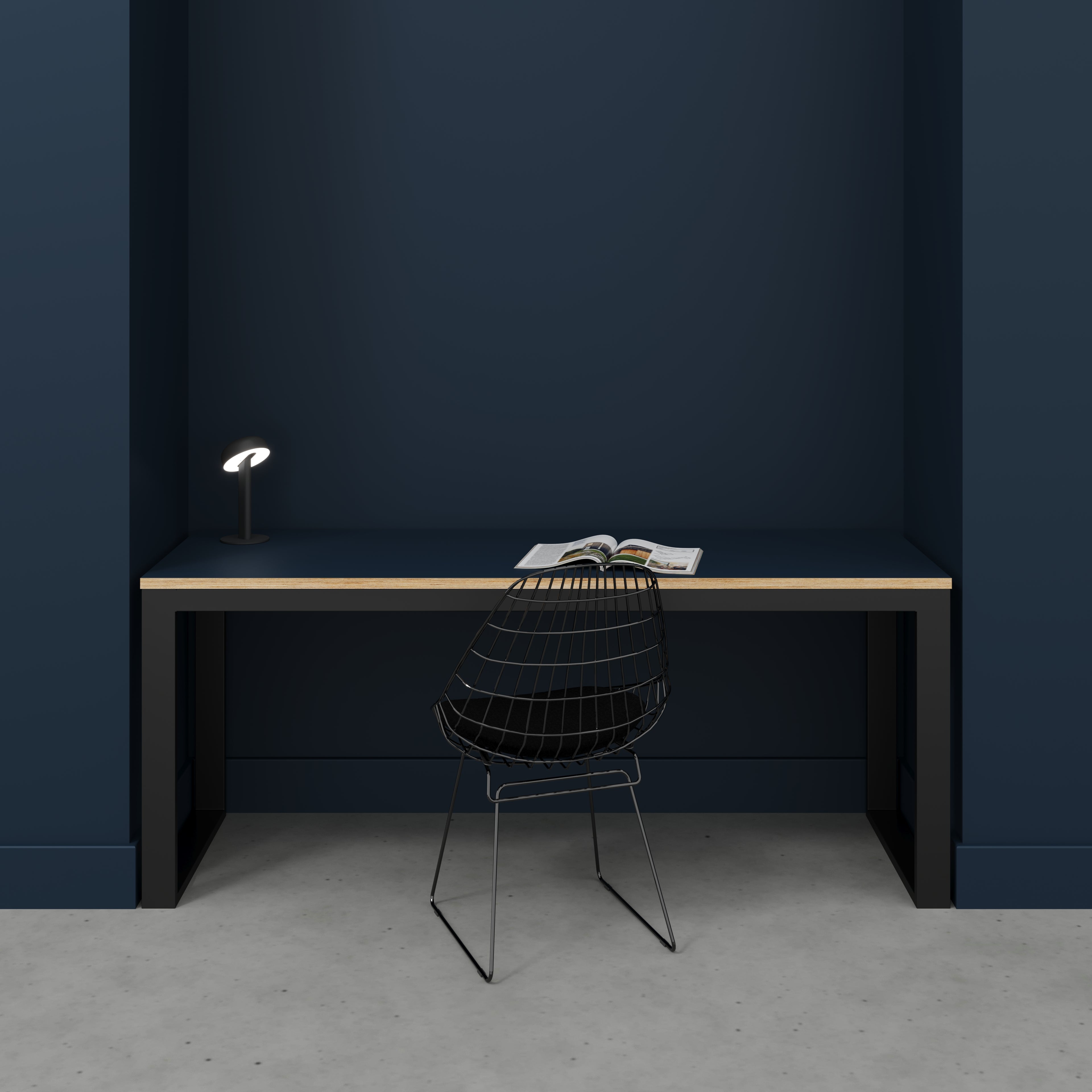 Desk with Black Industrial Frame - Formica Night Sea Blue - 1800(w) x 585(d) x 735(h)