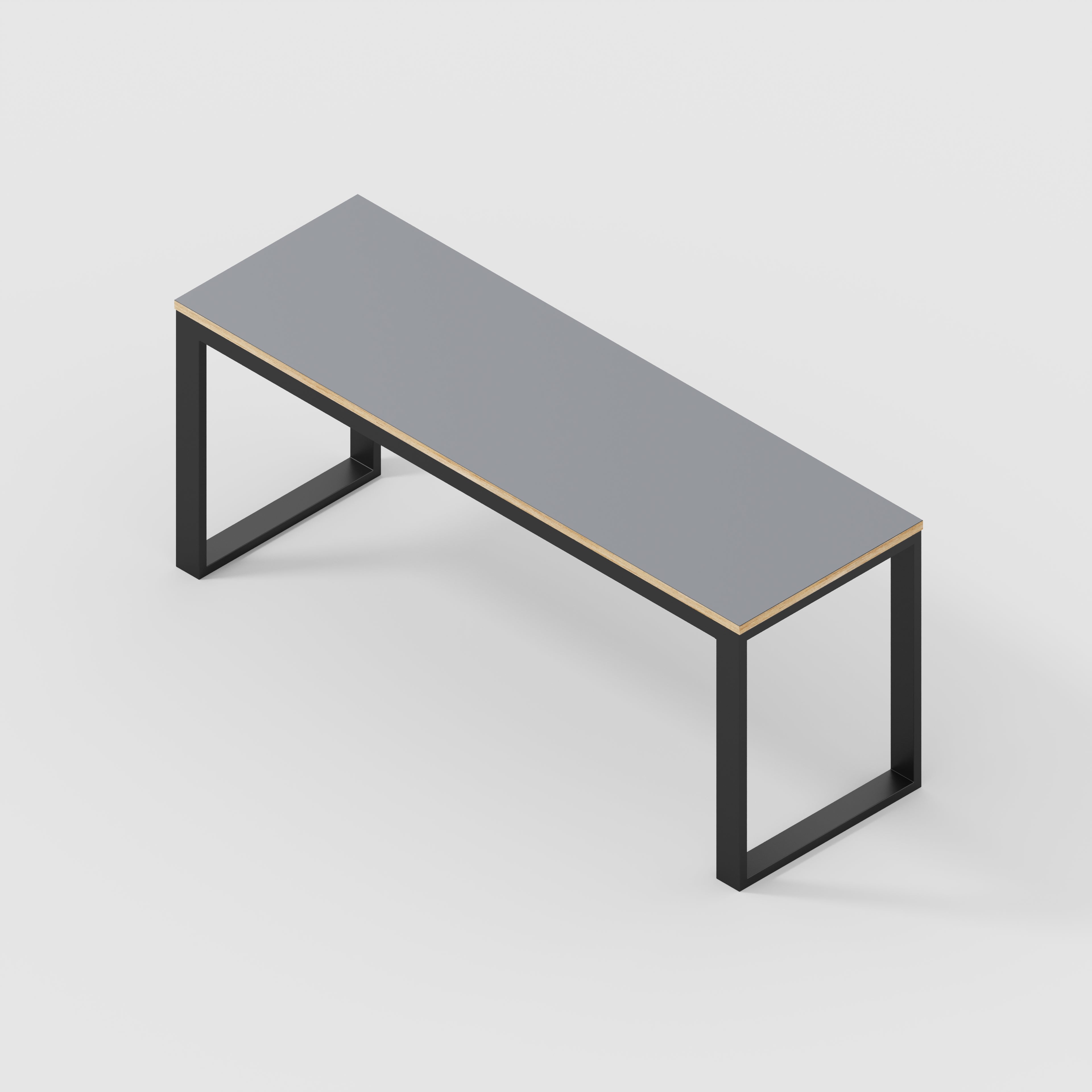 Desk with Black Industrial Frame - Formica Tornado Grey - 1800(w) x 585(d) x 735(h)