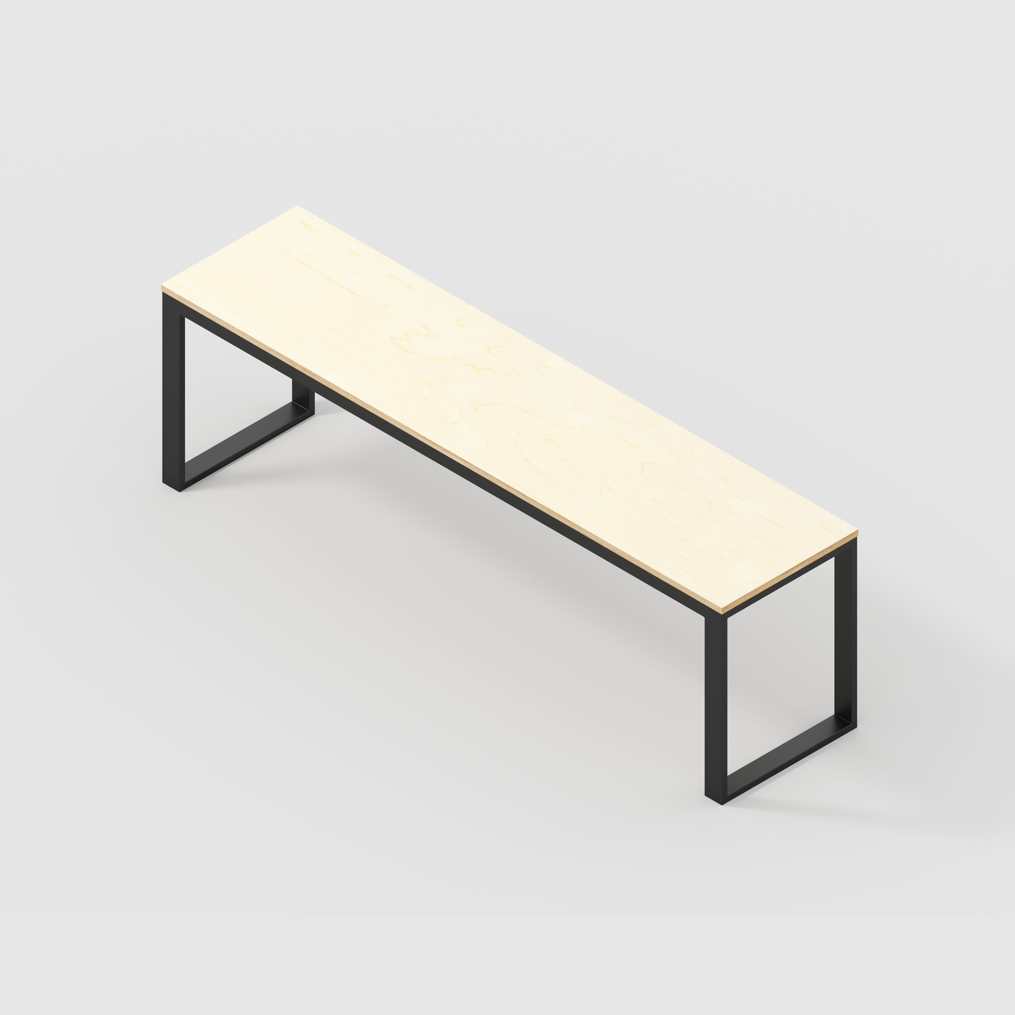 Desk with Black Industrial Frame - Plywood Birch - 2400(w) x 585(d) x 735(h)