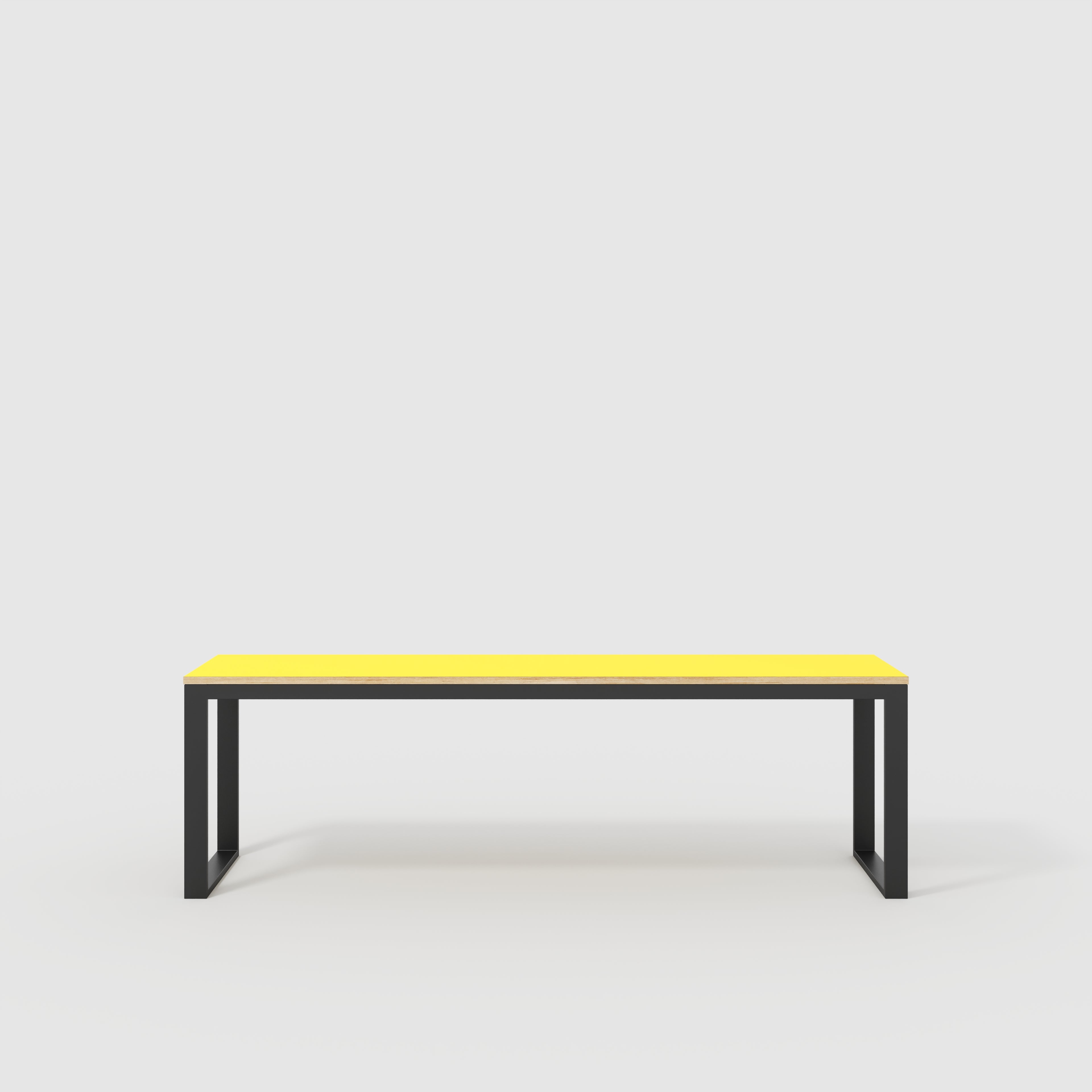 Desk with Black Industrial Frame - Formica Chrome Yellow - 2400(w) x 585(d) x 735(h)