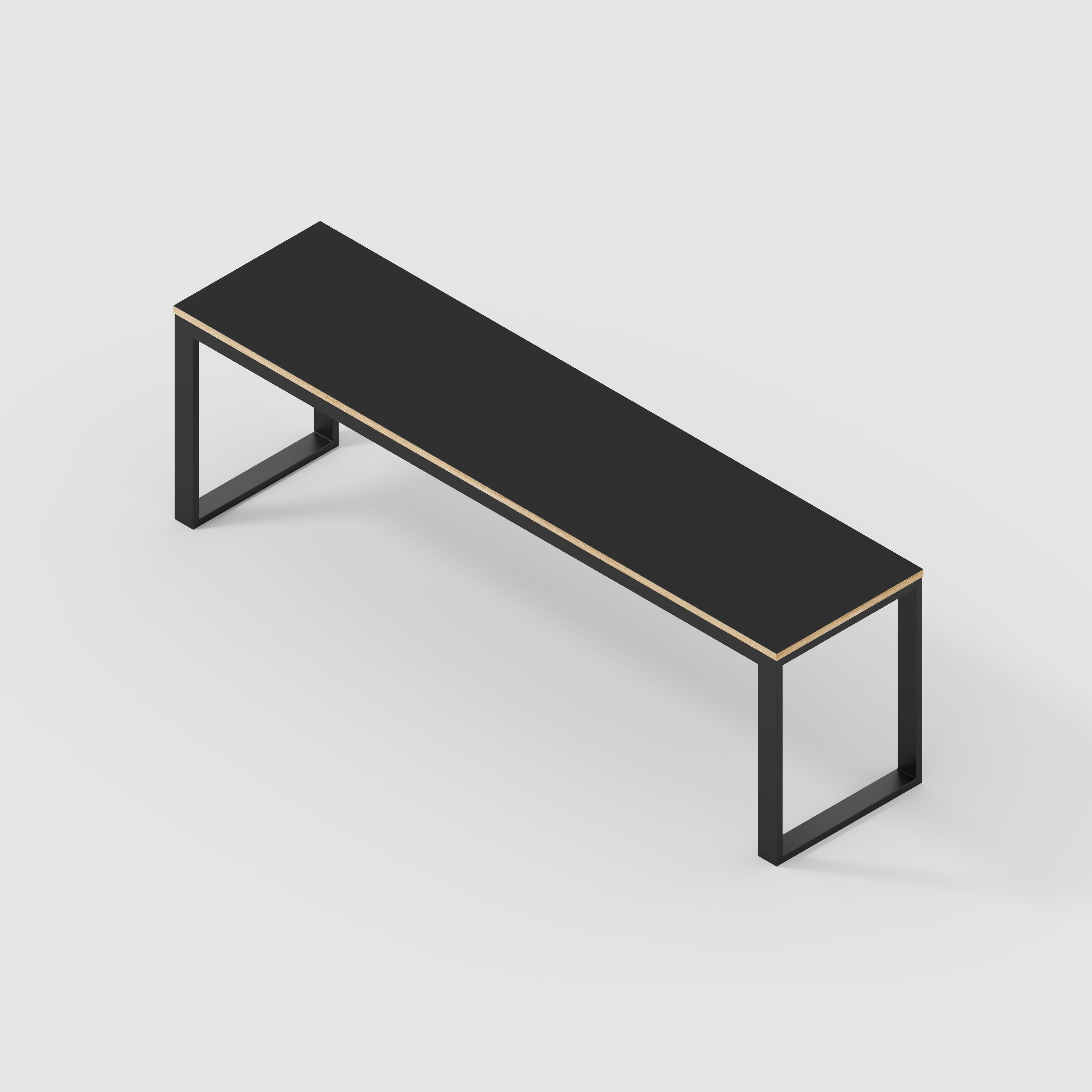Desk with Black Industrial Frame - Formica Diamond Black - 2400(w) x 585(d) x 735(h)