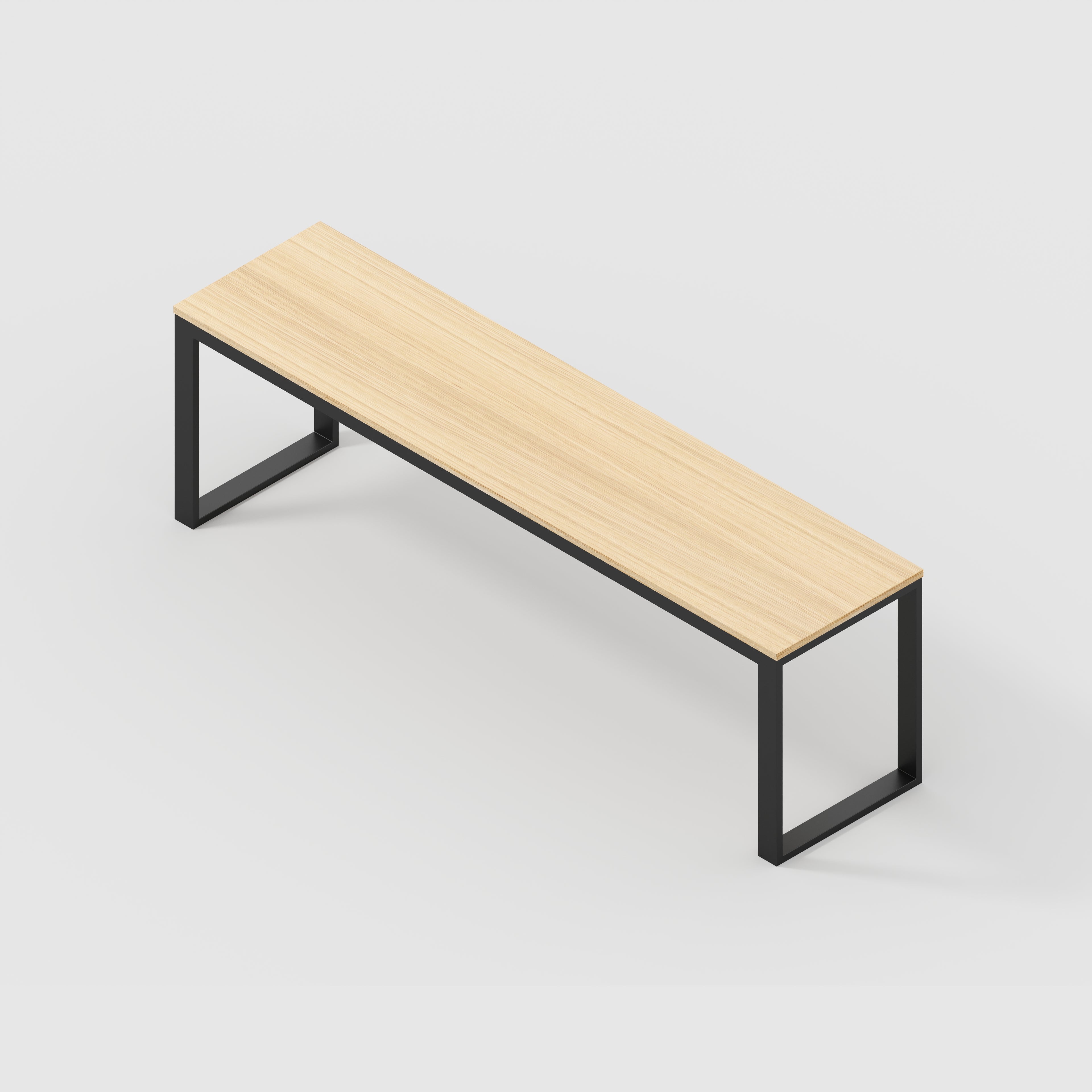 Desk with Black Industrial Frame - Plywood Oak - 2400(w) x 585(d) x 735(h)