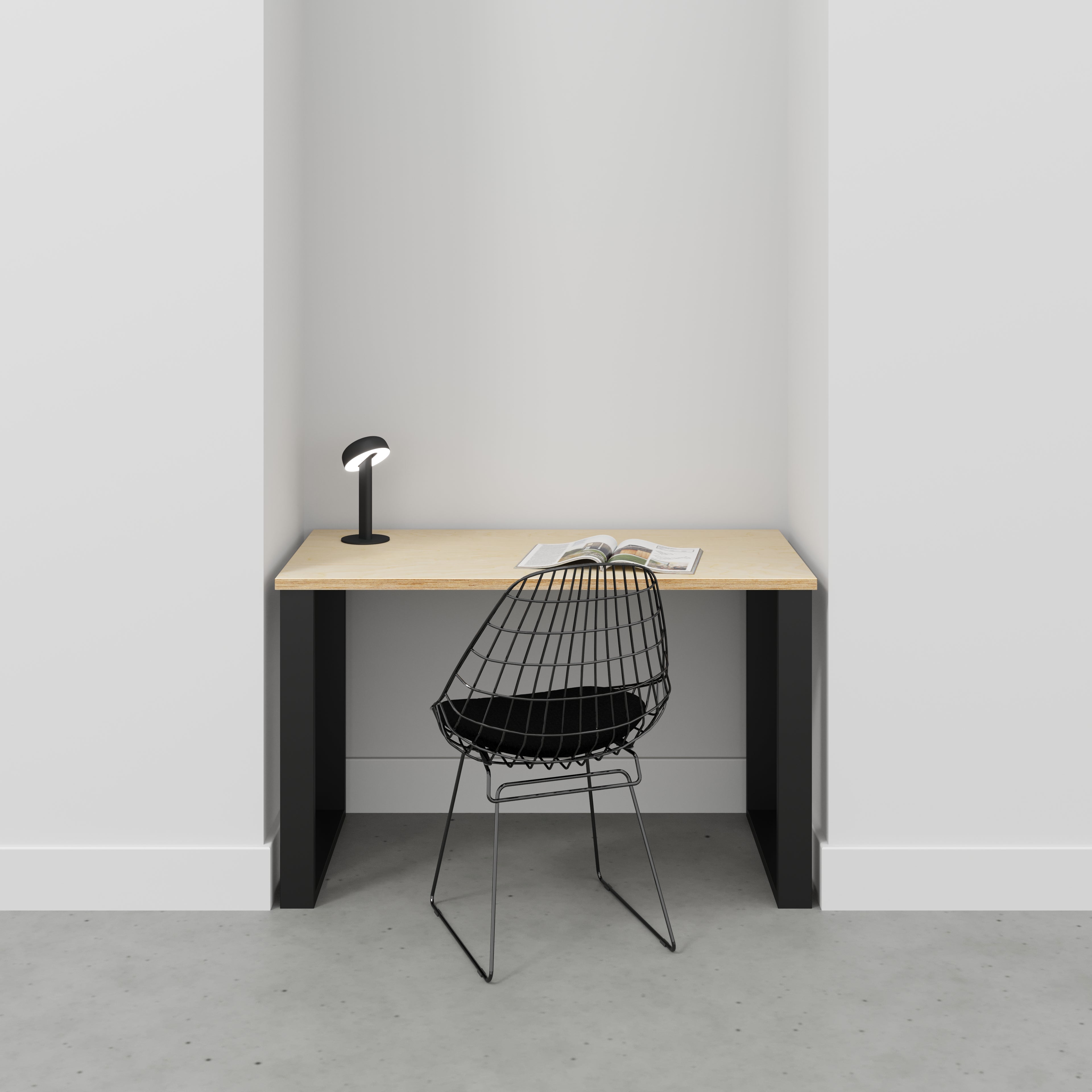 Desk with Black Industrial Legs - Plywood Birch - 1200(w) x 600(d) x 735(h)