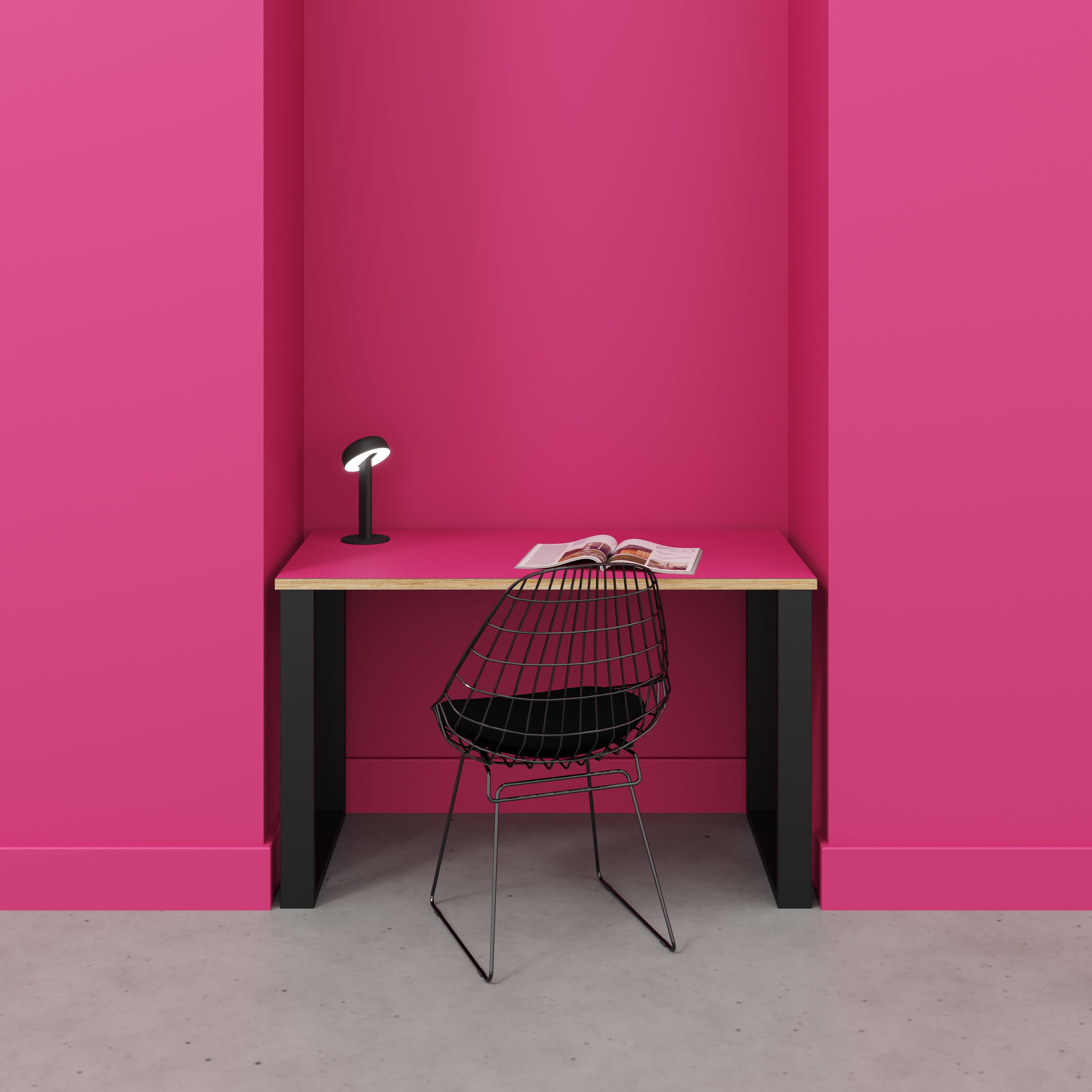 Desk with Black Industrial Legs - Formica Juicy Pink - 1200(w) x 600(d) x 735(h)