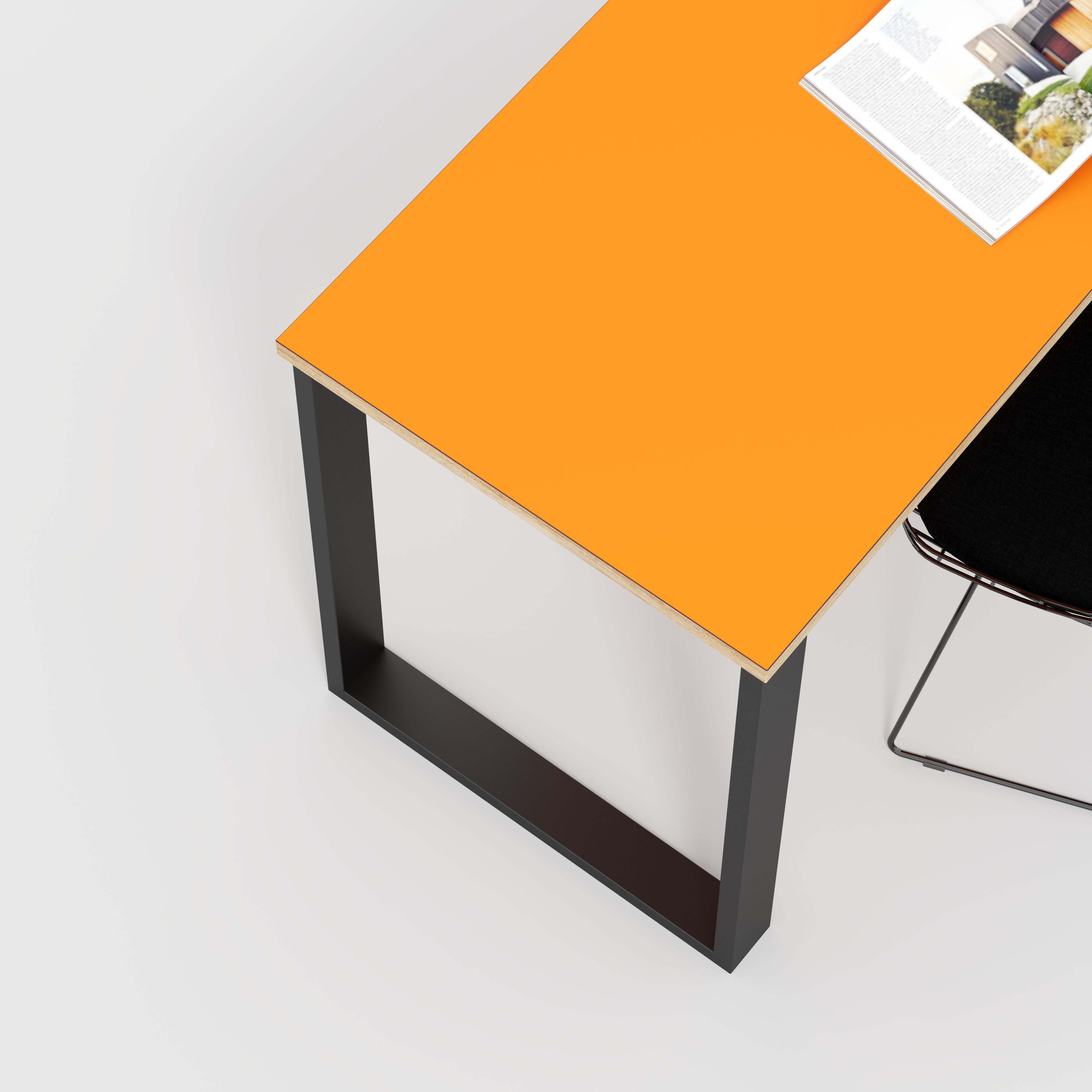 Desk with Black Industrial Legs - Formica Levante Orange - 1200(w) x 600(d) x 735(h)