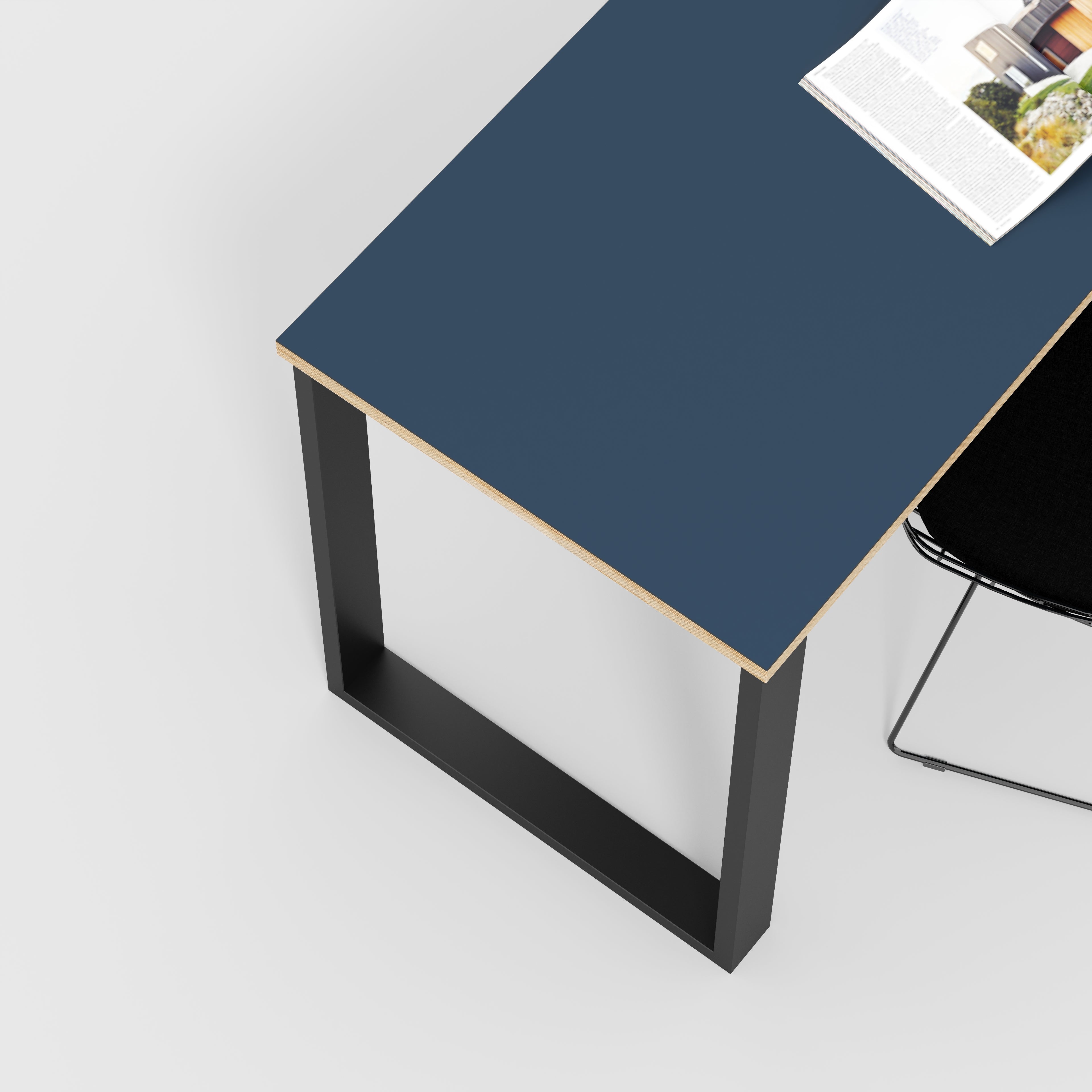 Desk with Black Industrial Legs - Formica Night Sea Blue - 1600(w) x 800(d) x 735(h)