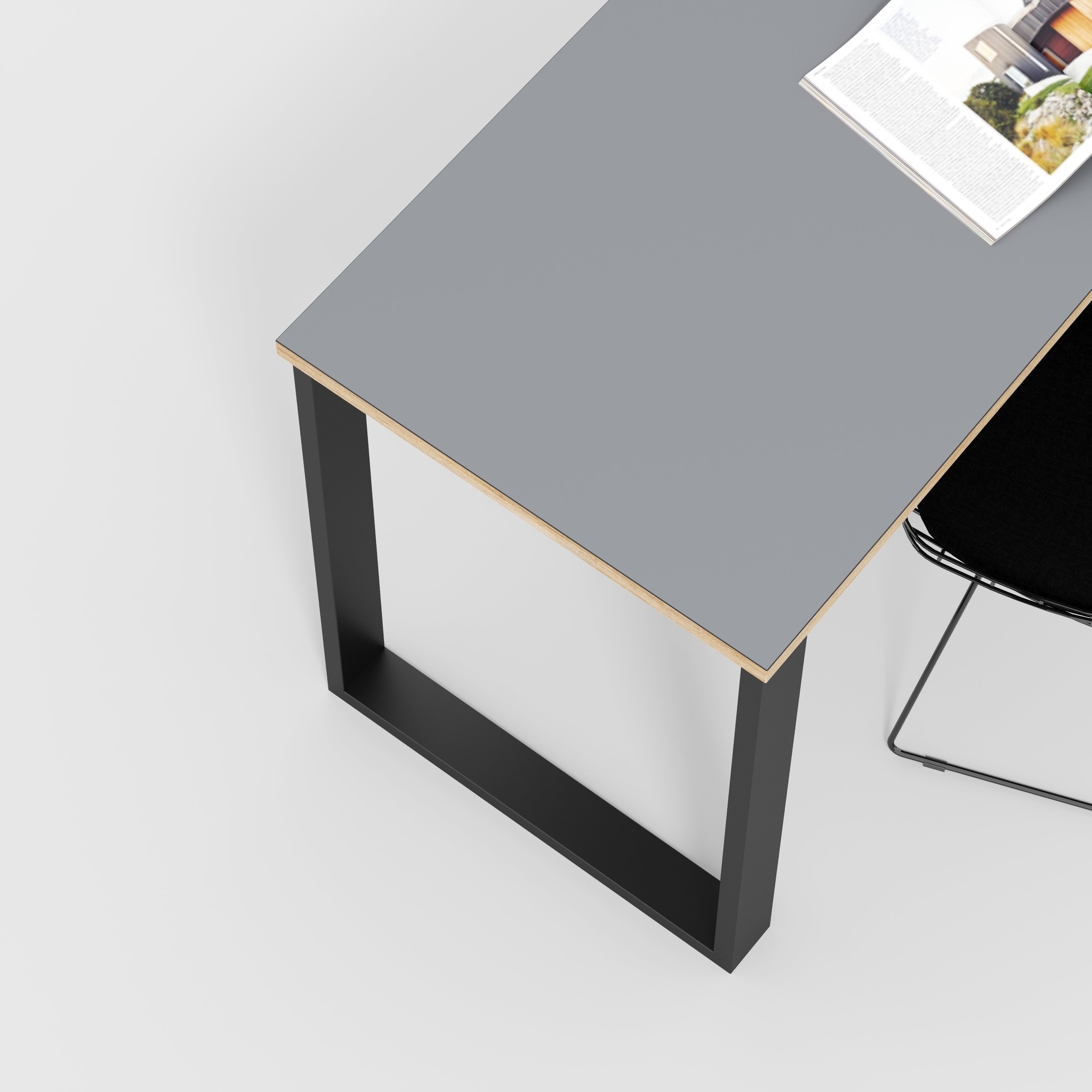 Desk with Black Industrial Legs - Formica Tornado Grey - 1600(w) x 800(d) x 735(h)