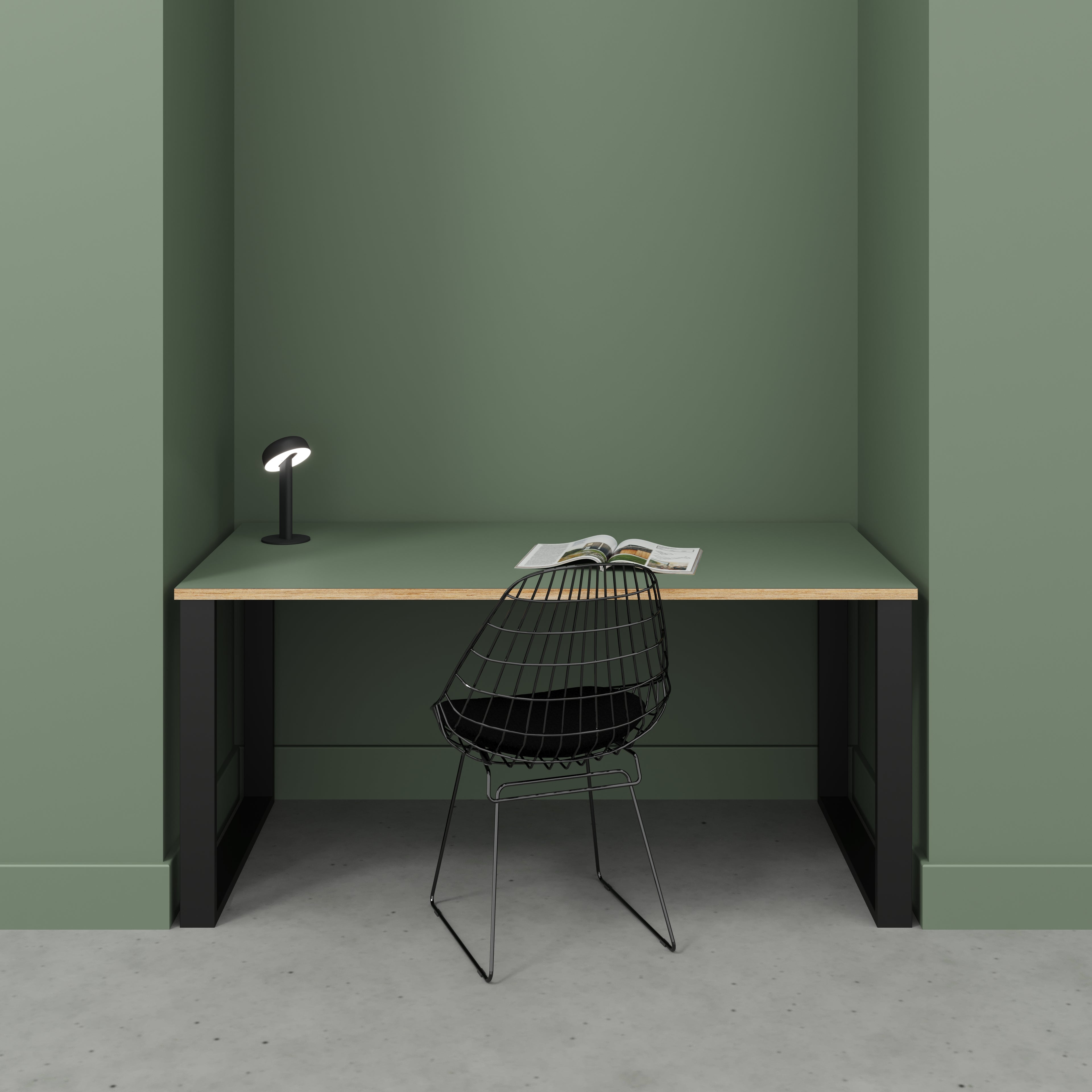 Desk with Black Industrial Legs - Formica Green Slate - 1600(w) x 800(d) x 735(h)