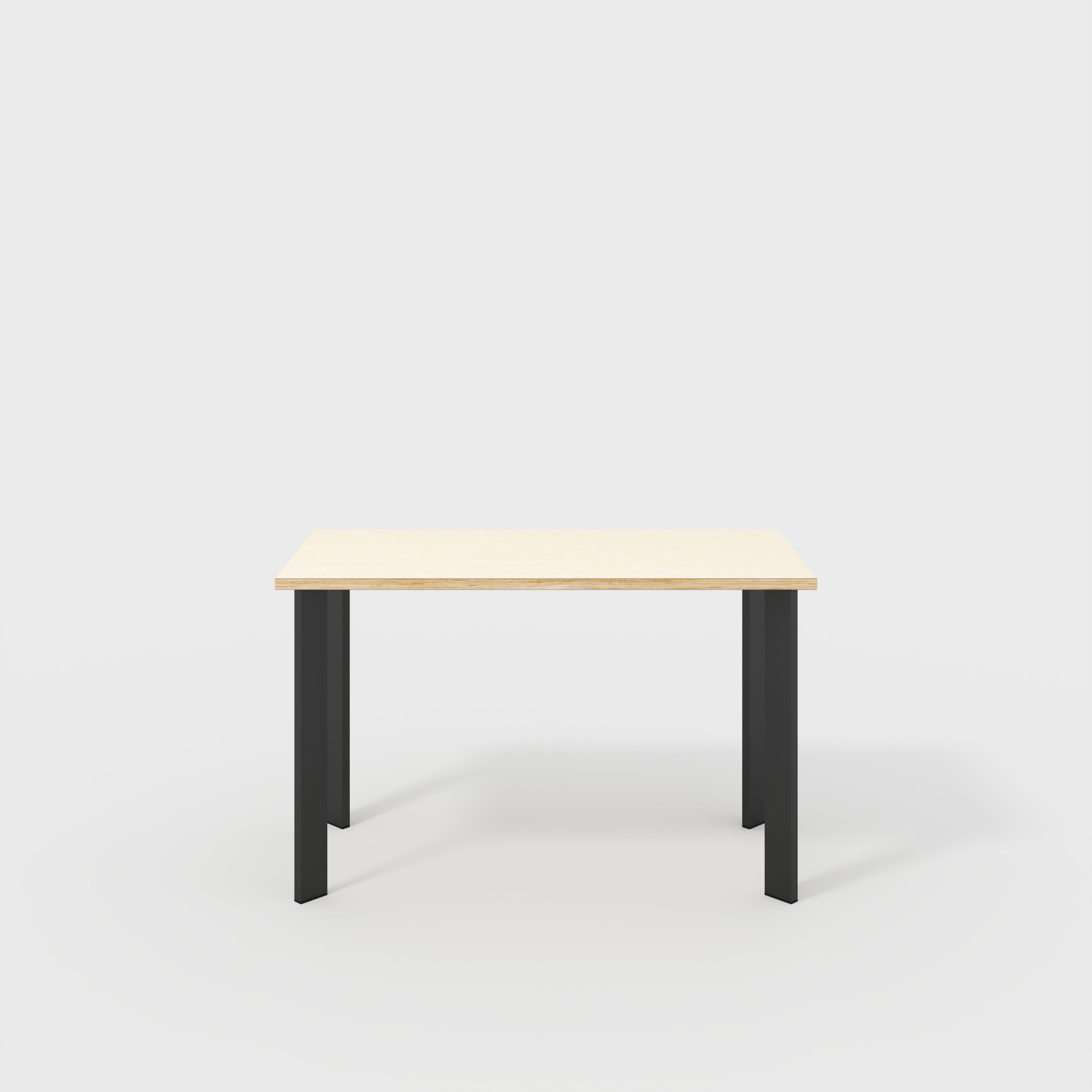 Desk with Black Rectangular Single Pin Legs - Plywood Birch - 1200(w) x 600(d) x 735(h)