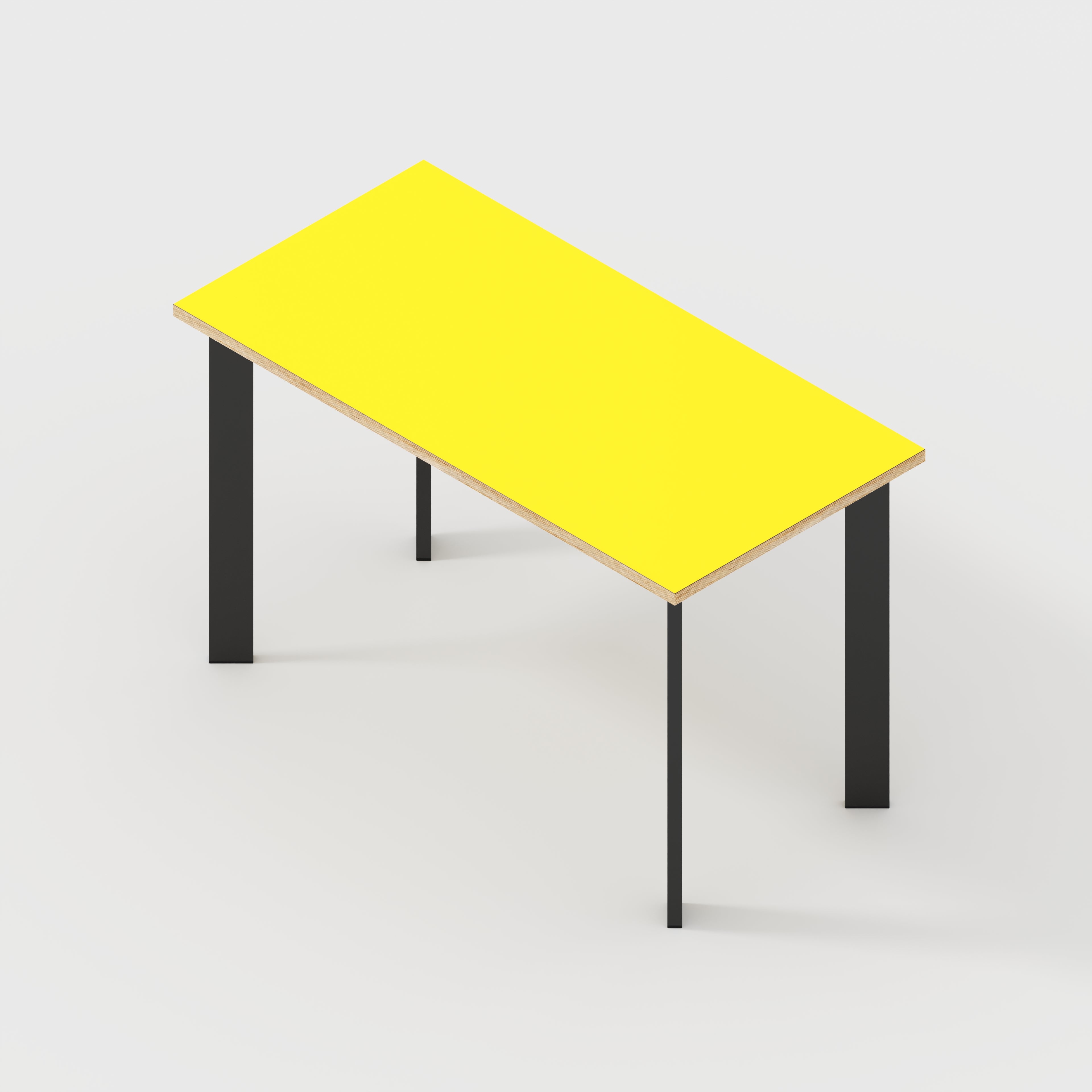 Desk with Black Rectangular Single Pin Legs - Formica Chrome Yellow - 1200(w) x 600(d) x 735(h)