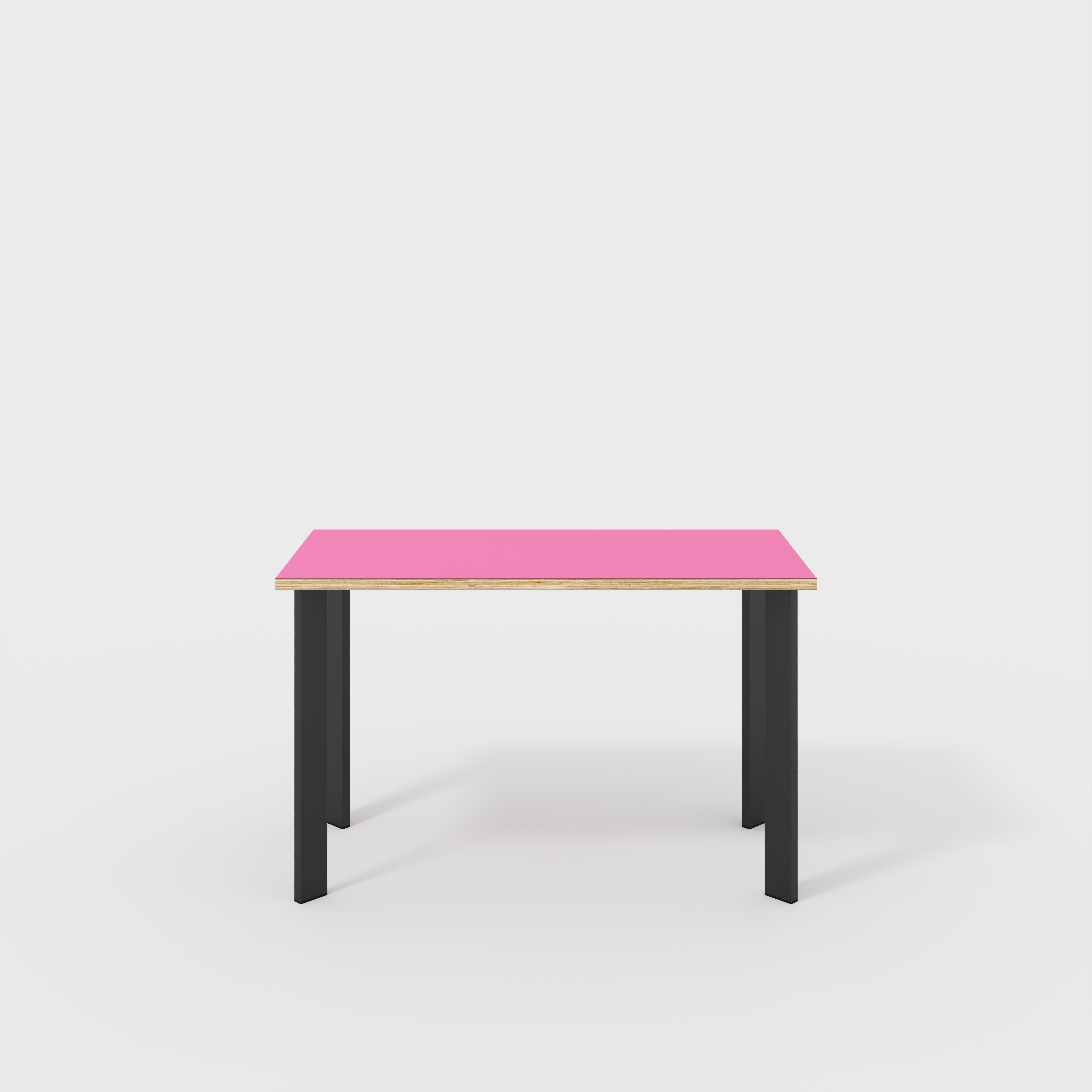 Desk with Black Rectangular Single Pin Legs - Formica Juicy Pink - 1200(w) x 600(d) x 735(h)