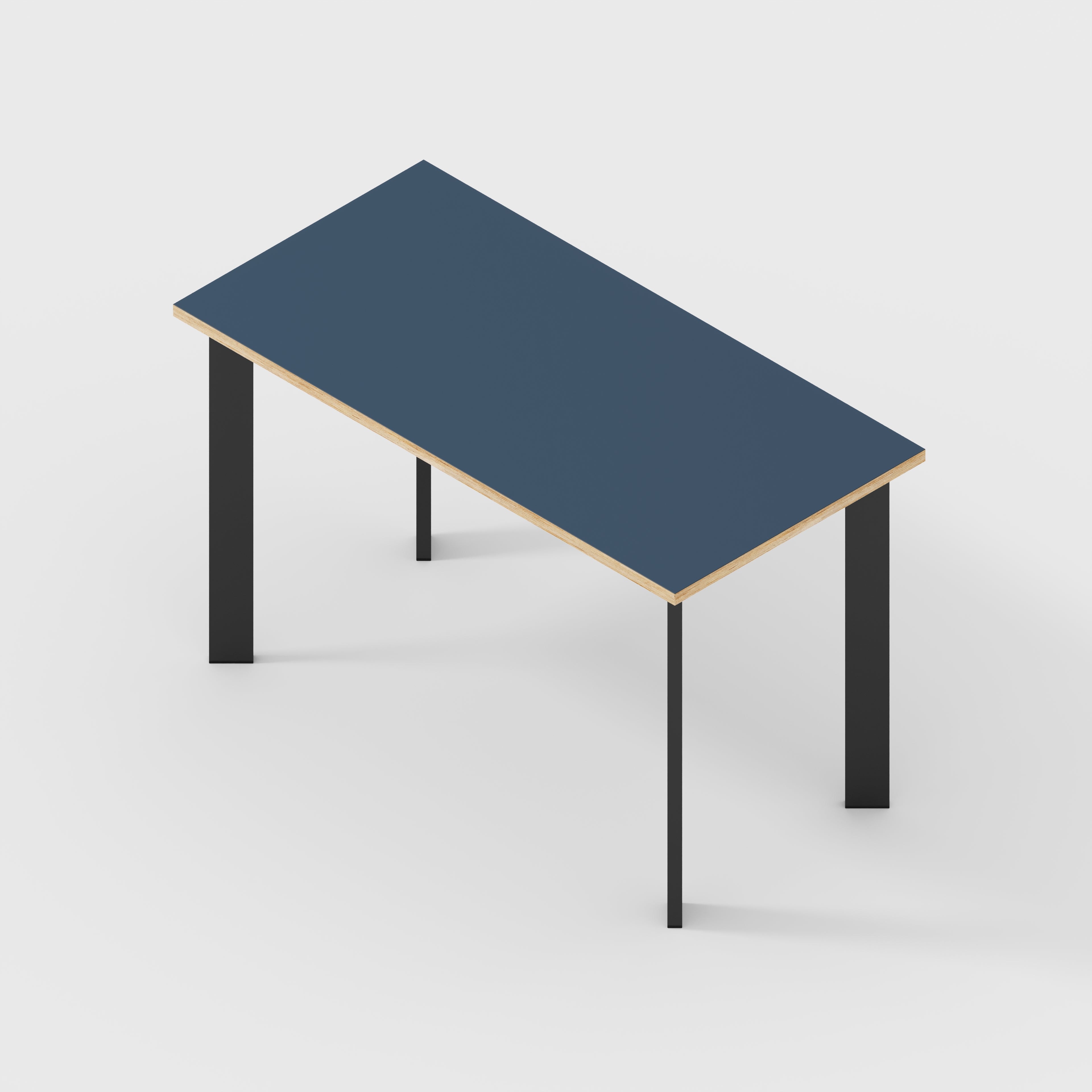 Desk with Black Rectangular Single Pin Legs - Formica Night Sea Blue - 1200(w) x 600(d) x 735(h)