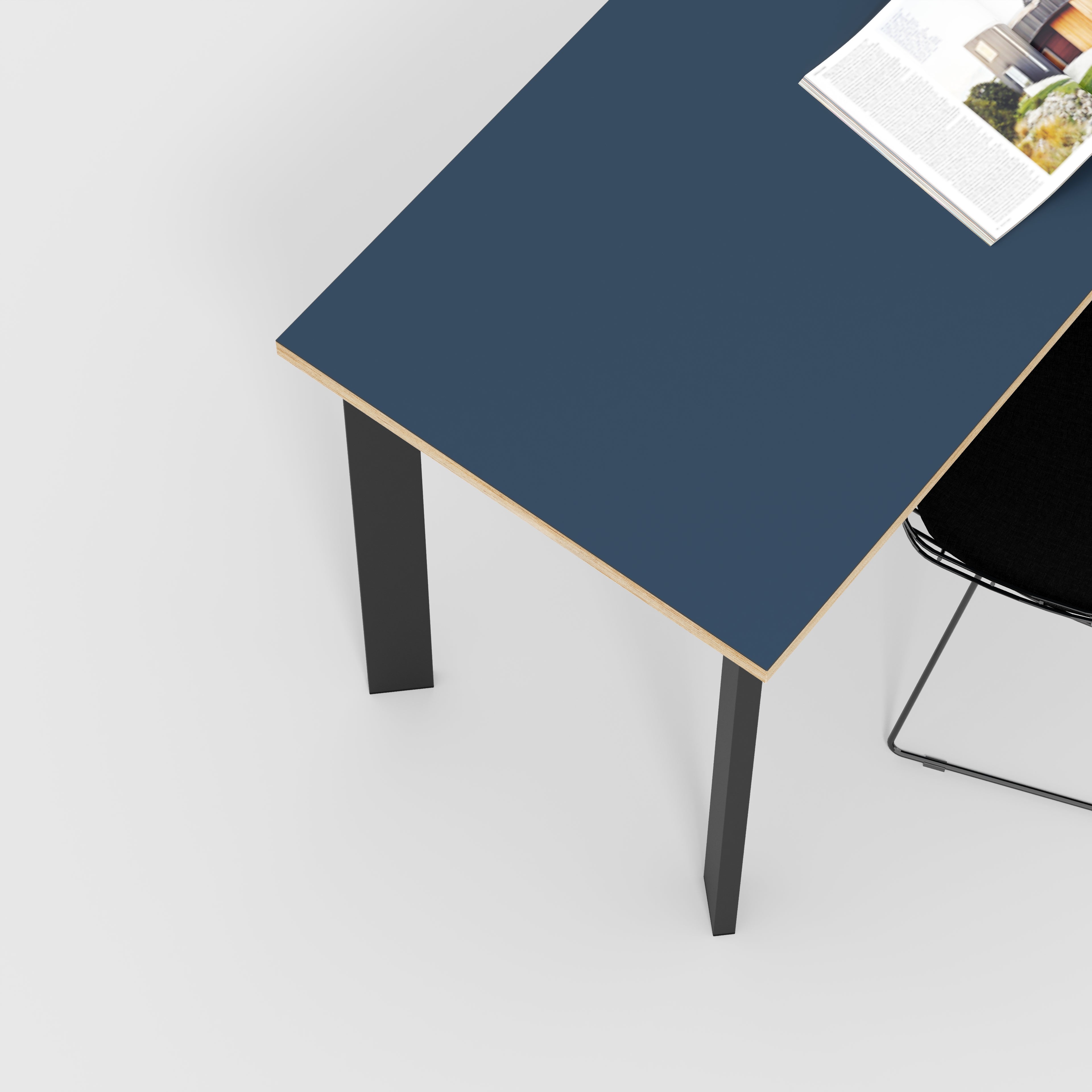 Desk with Black Rectangular Single Pin Legs - Formica Night Sea Blue - 1600(w) x 800(d) x 735(h)