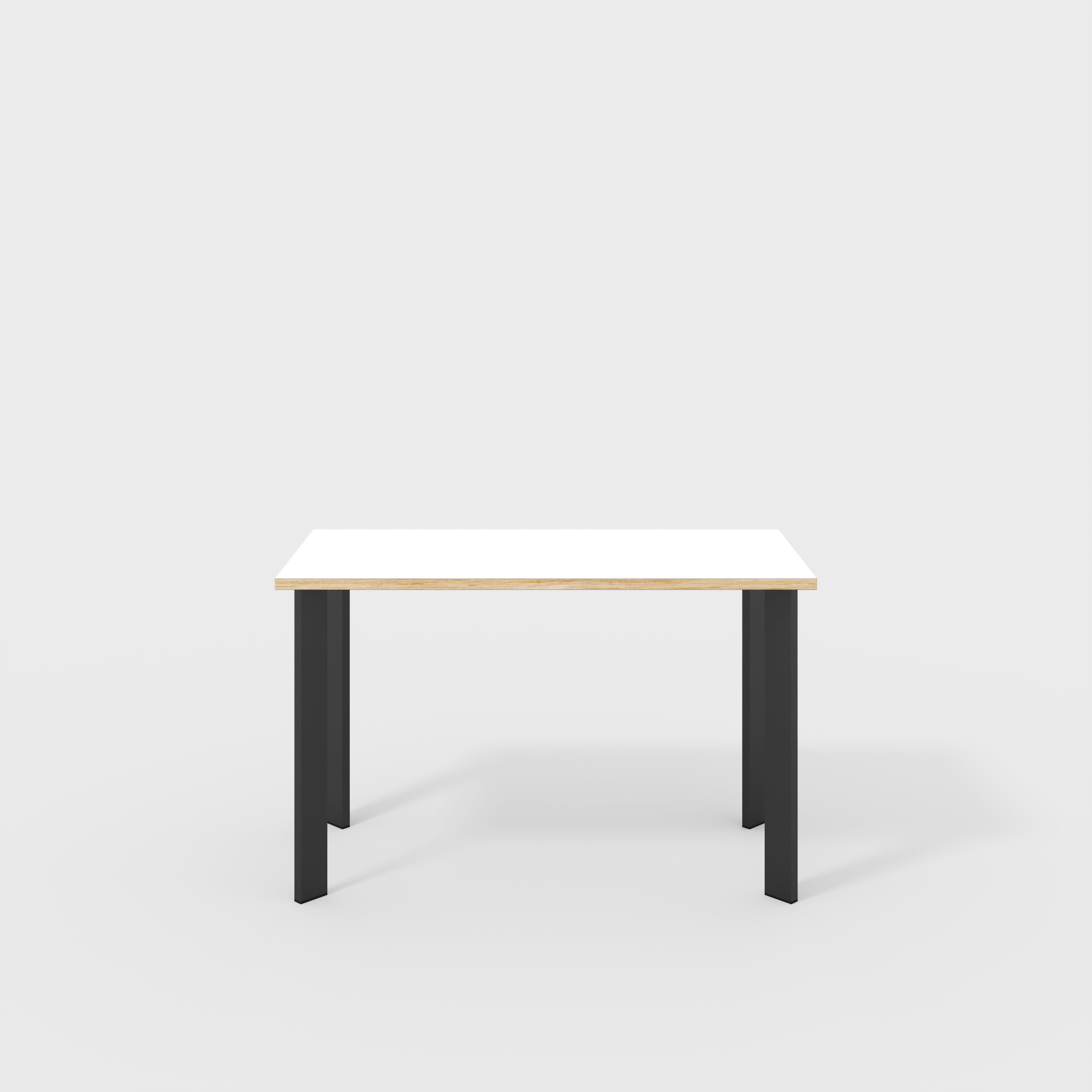 Desk with Black Rectangular Single Pin Legs - Formica White - 1200(w) x 600(d) x 735(h)