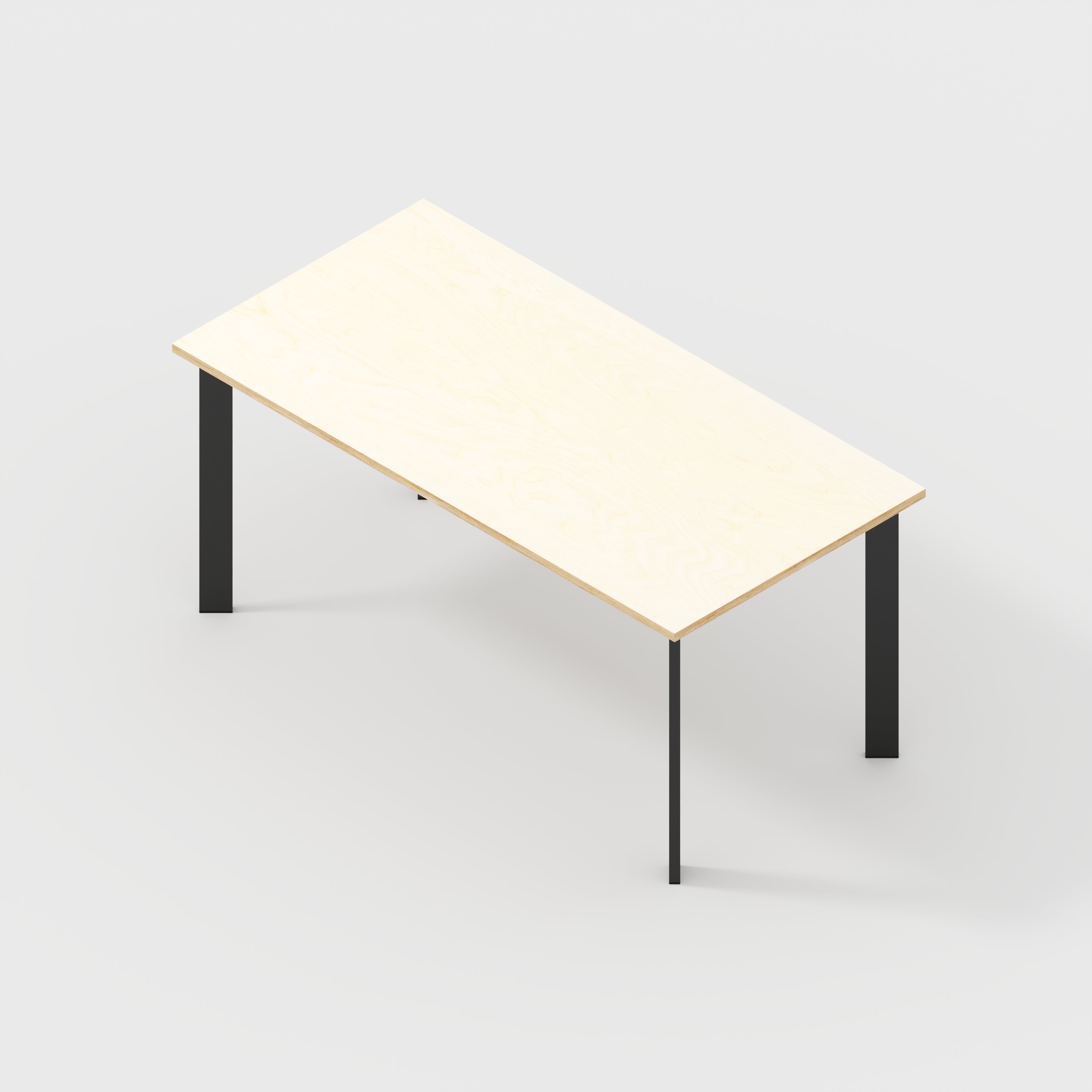 Desk with Black Rectangular Single Pin Legs - Plywood Birch - 1600(w) x 800(d) x 735(h)