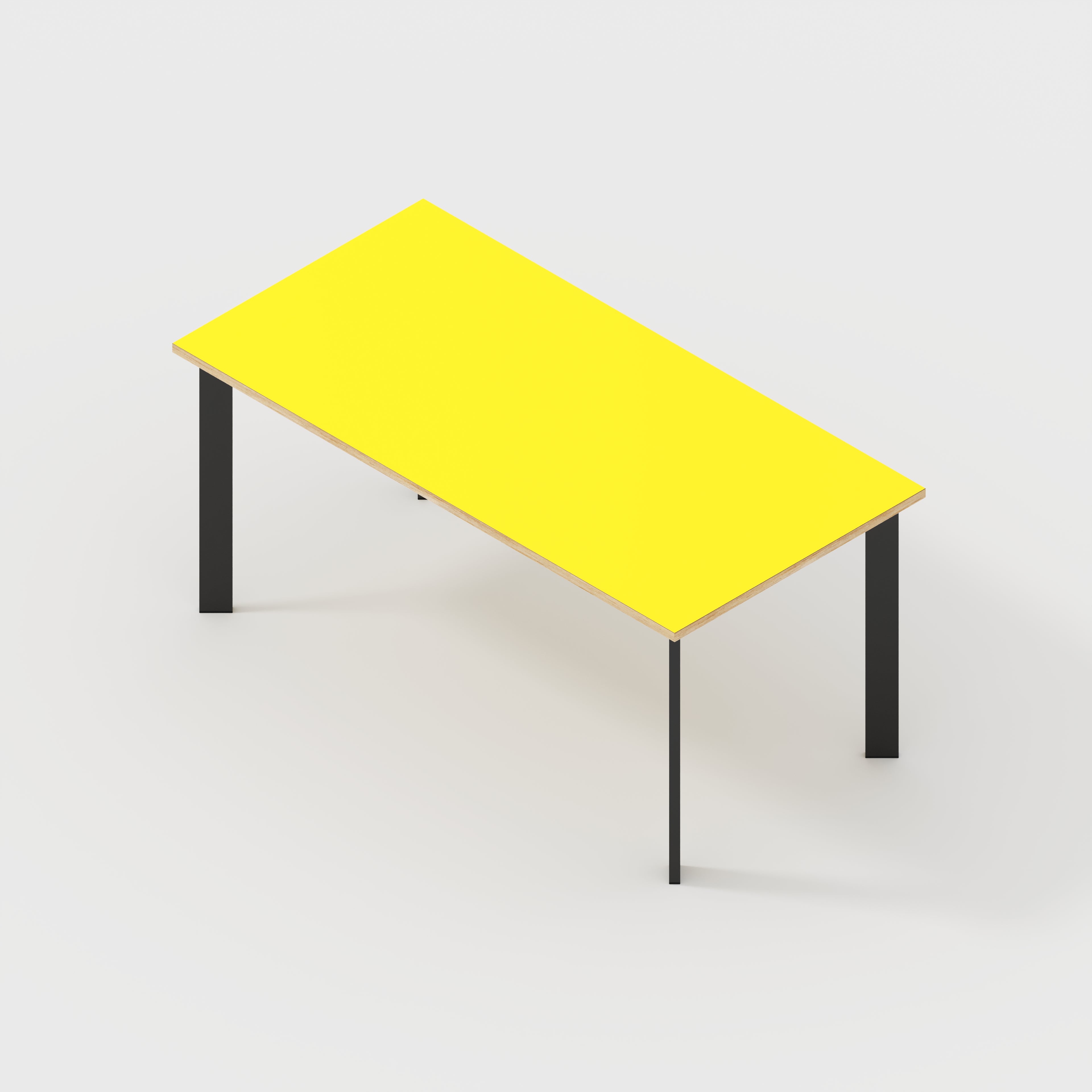 Desk with Black Rectangular Single Pin Legs - Formica Chrome Yellow - 1600(w) x 800(d) x 735(h)