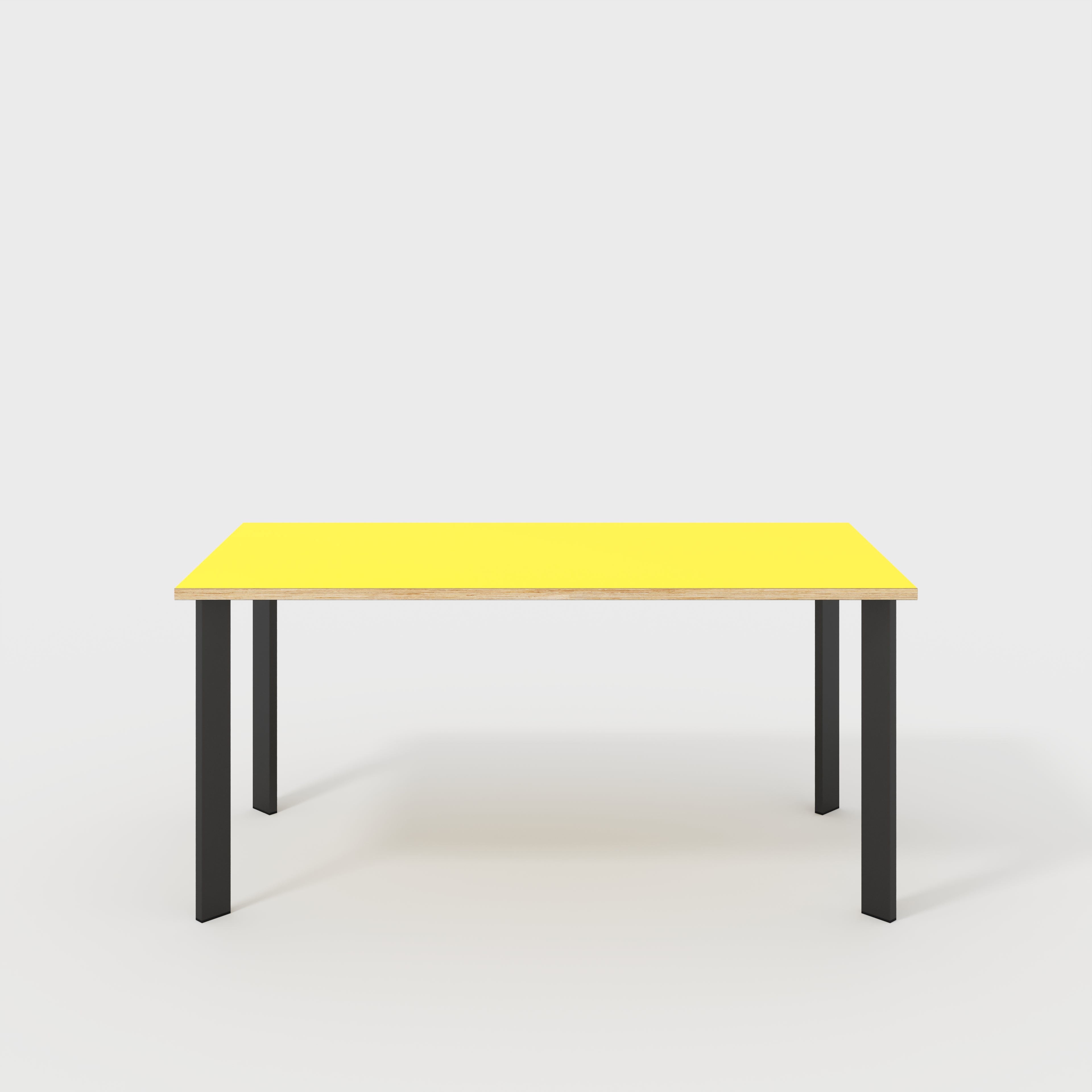 Desk with Black Rectangular Single Pin Legs - Formica Chrome Yellow - 1600(w) x 800(d) x 735(h)