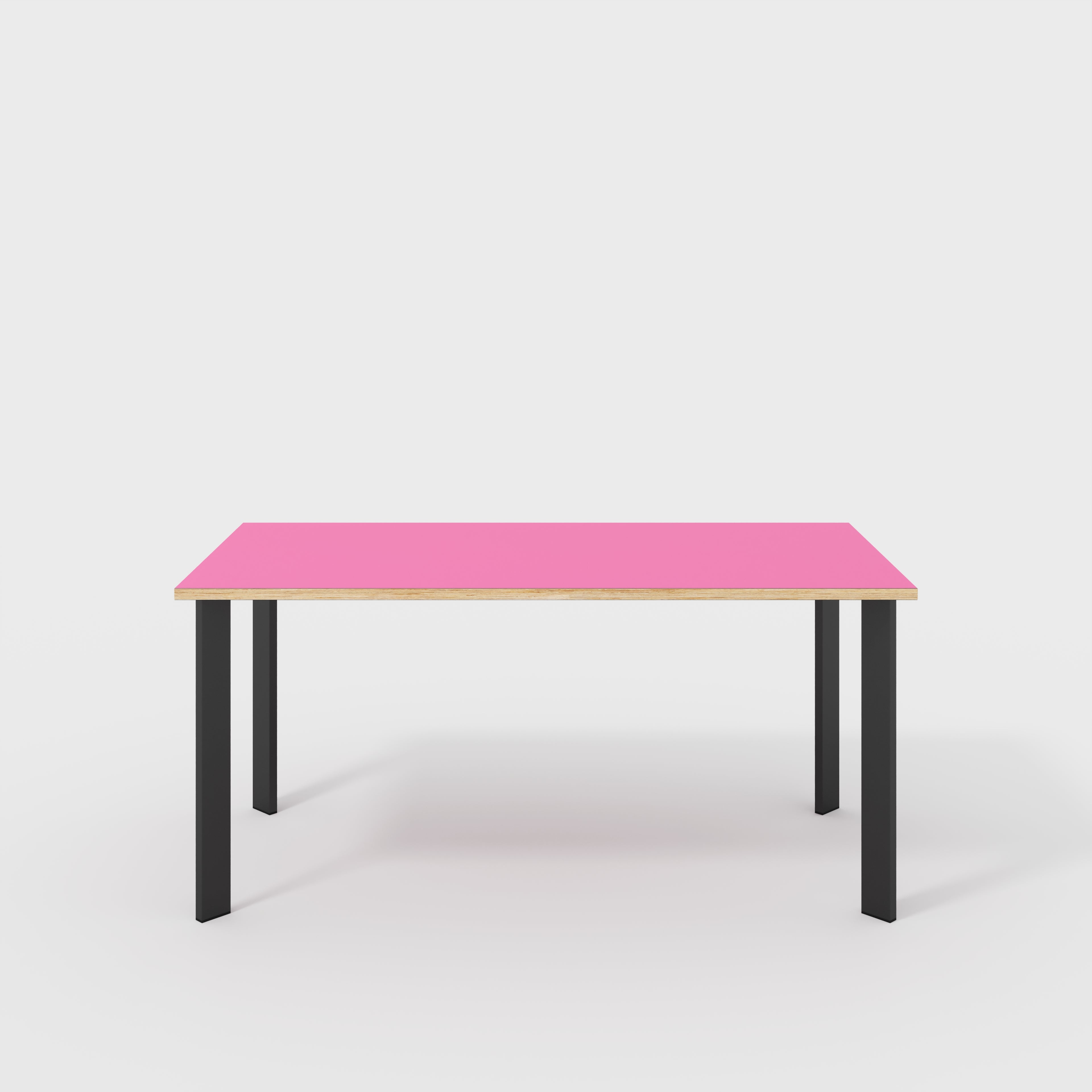 Desk with Black Rectangular Single Pin Legs - Formica Juicy Pink - 1600(w) x 800(d) x 735(h)